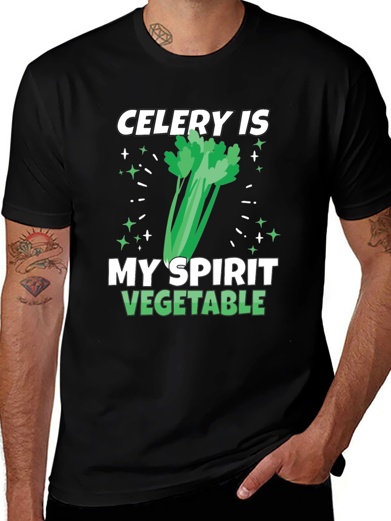 Variant 13 of Celery Spirit Vegetable T-Shirt - Funny Foodie Tee