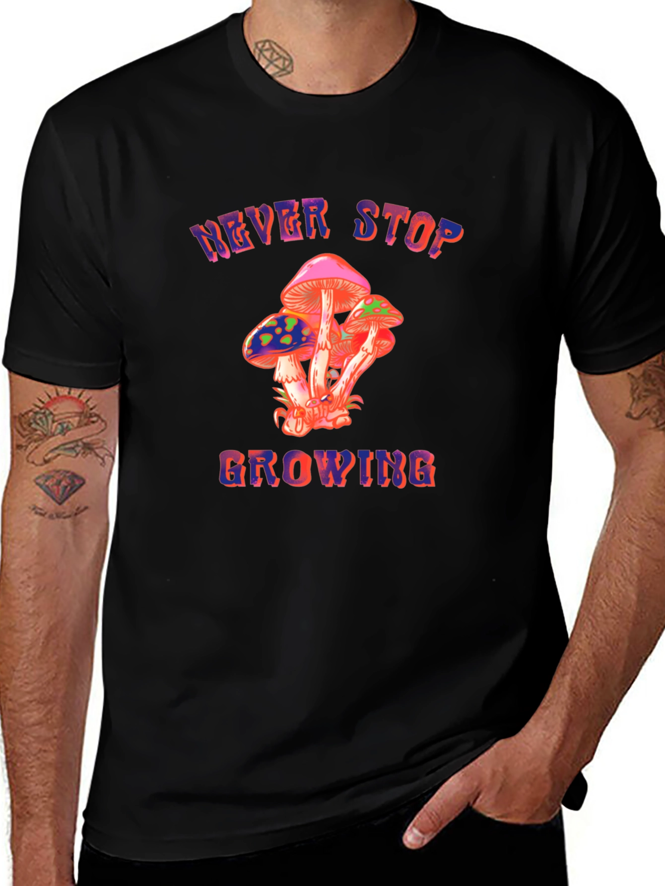 Variant 12 of Never Stop Growing Mushroom Graphic Tee