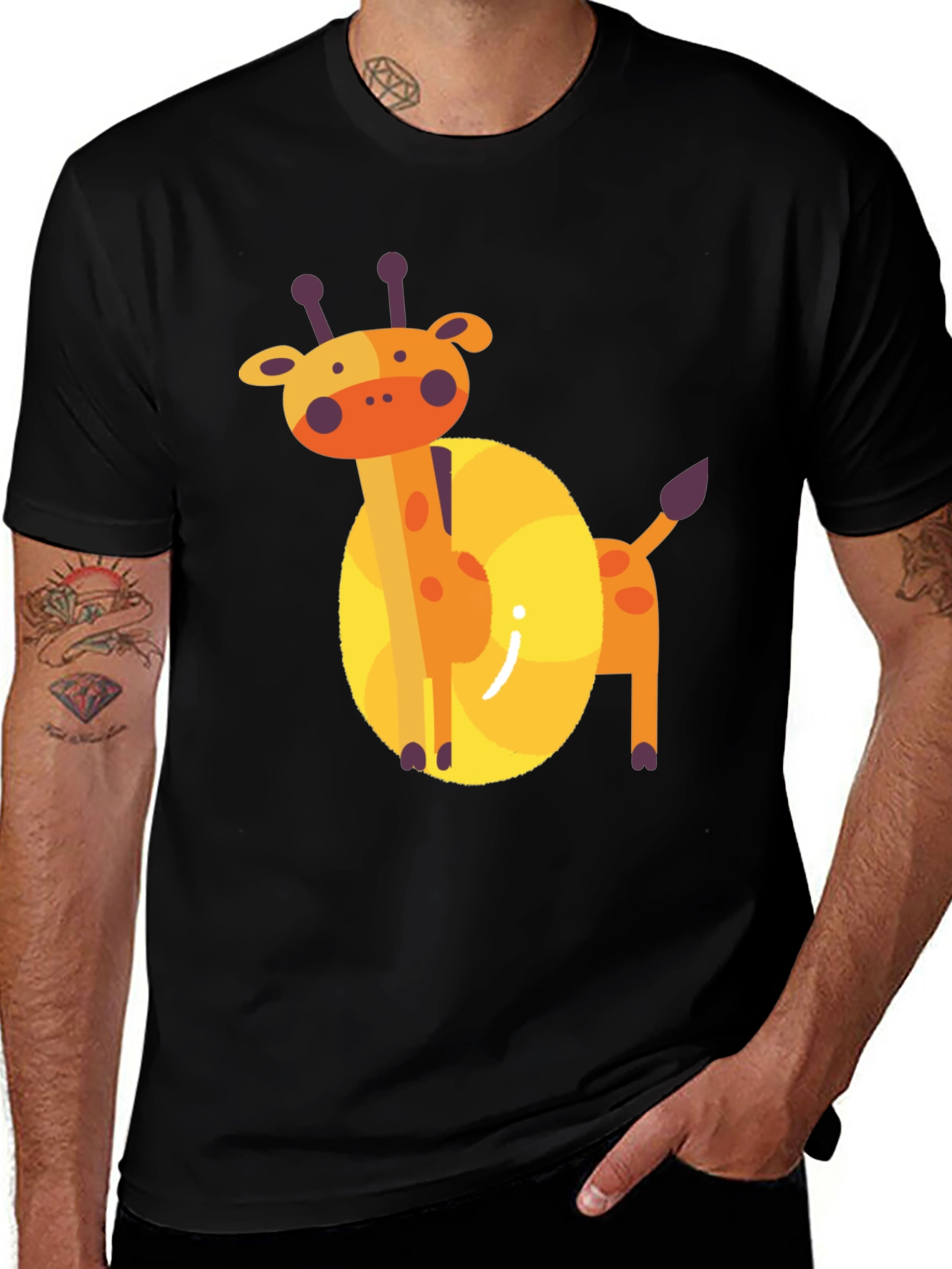 Variant 23 of Giraffe Graphic Tee - Black Cotton Blend