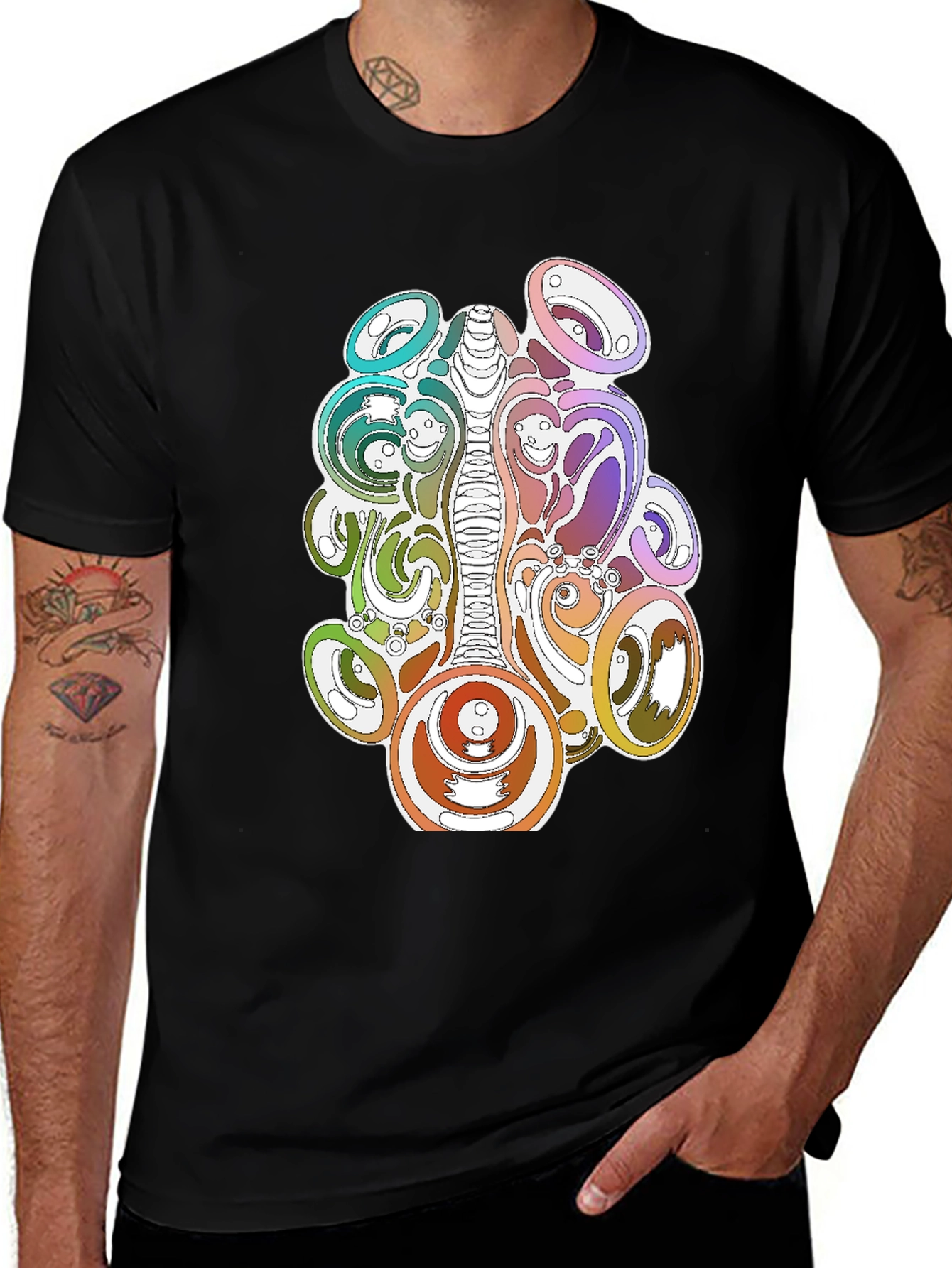 Variant 24 of Psychedelic Graphic Print Black T-Shirt