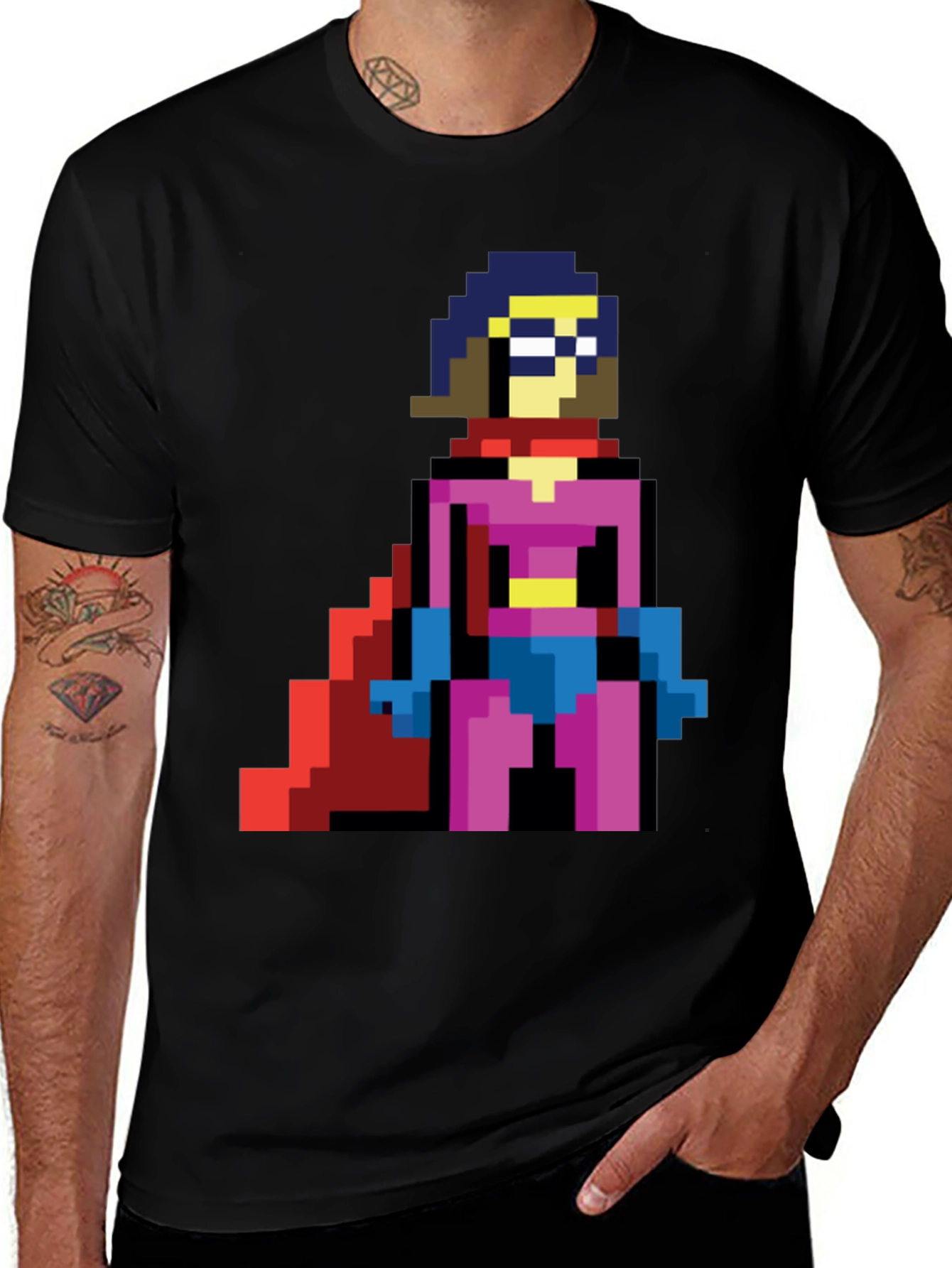 Variant 9 of Pixel Superhero T-Shirt - Retro Gaming Style