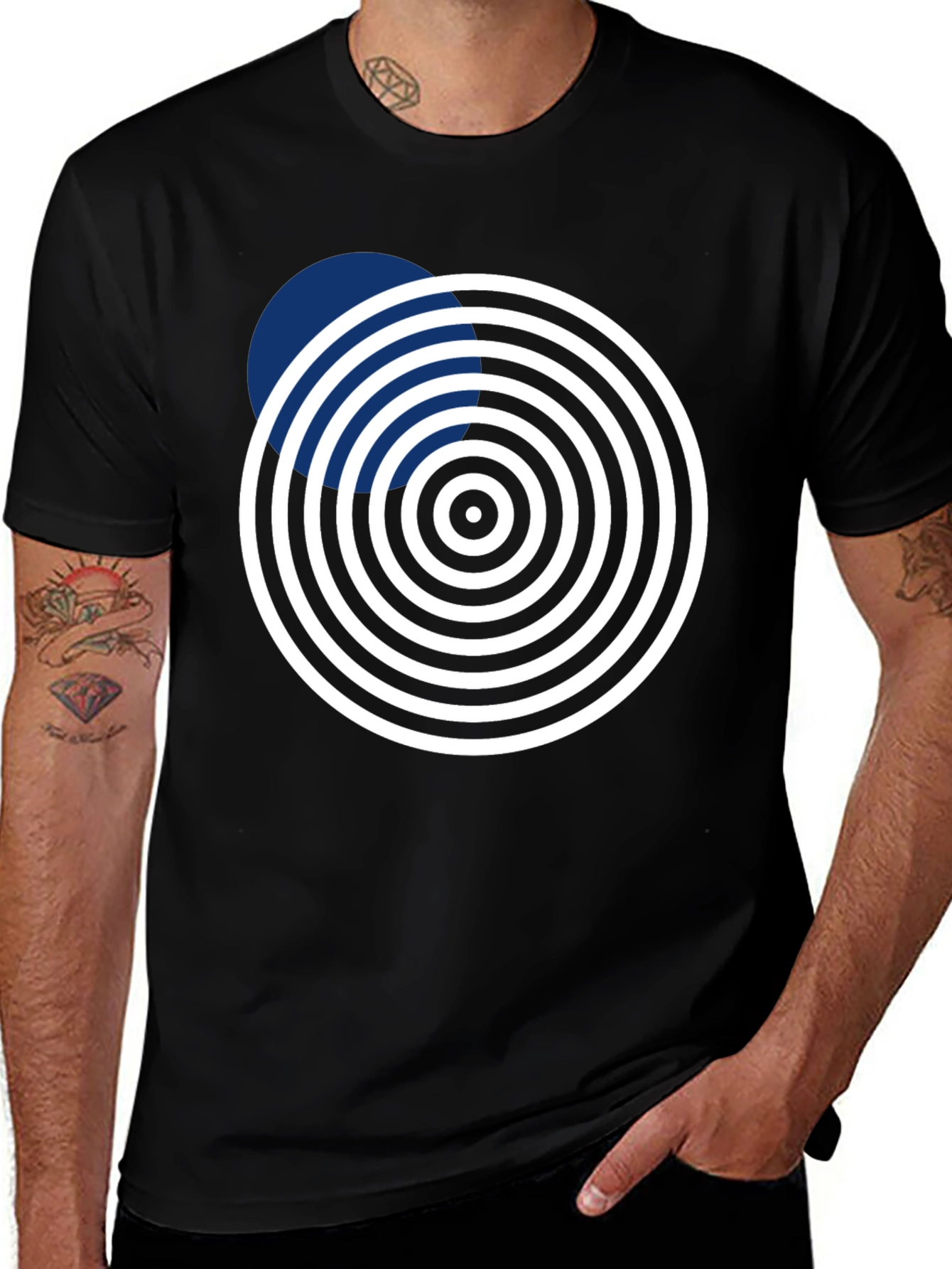 Variant 27 of Abstract Circle Design Black T-Shirt