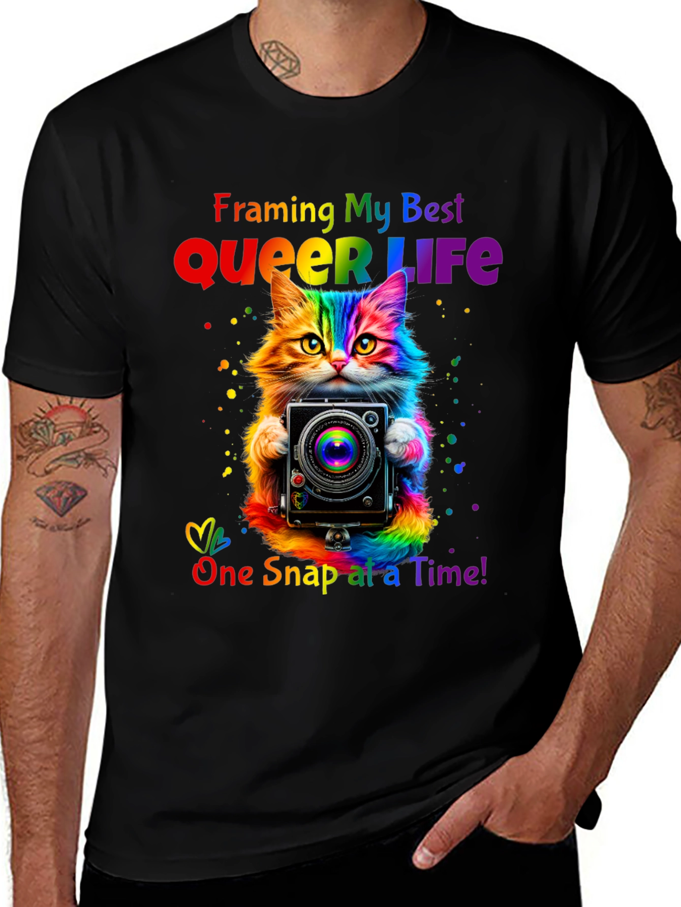 Variant 17 of Queer Life Cat Camera T-Shirt