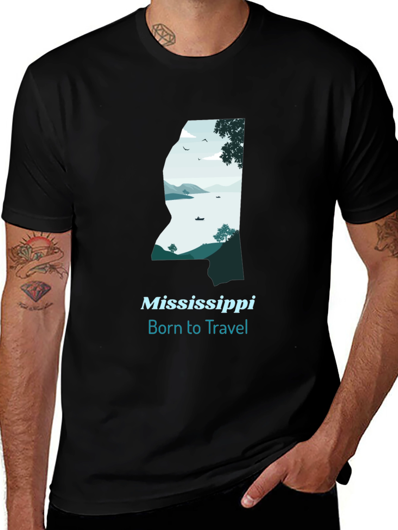 Variant 19 of Mississippi Born to Travel Graphic Tee