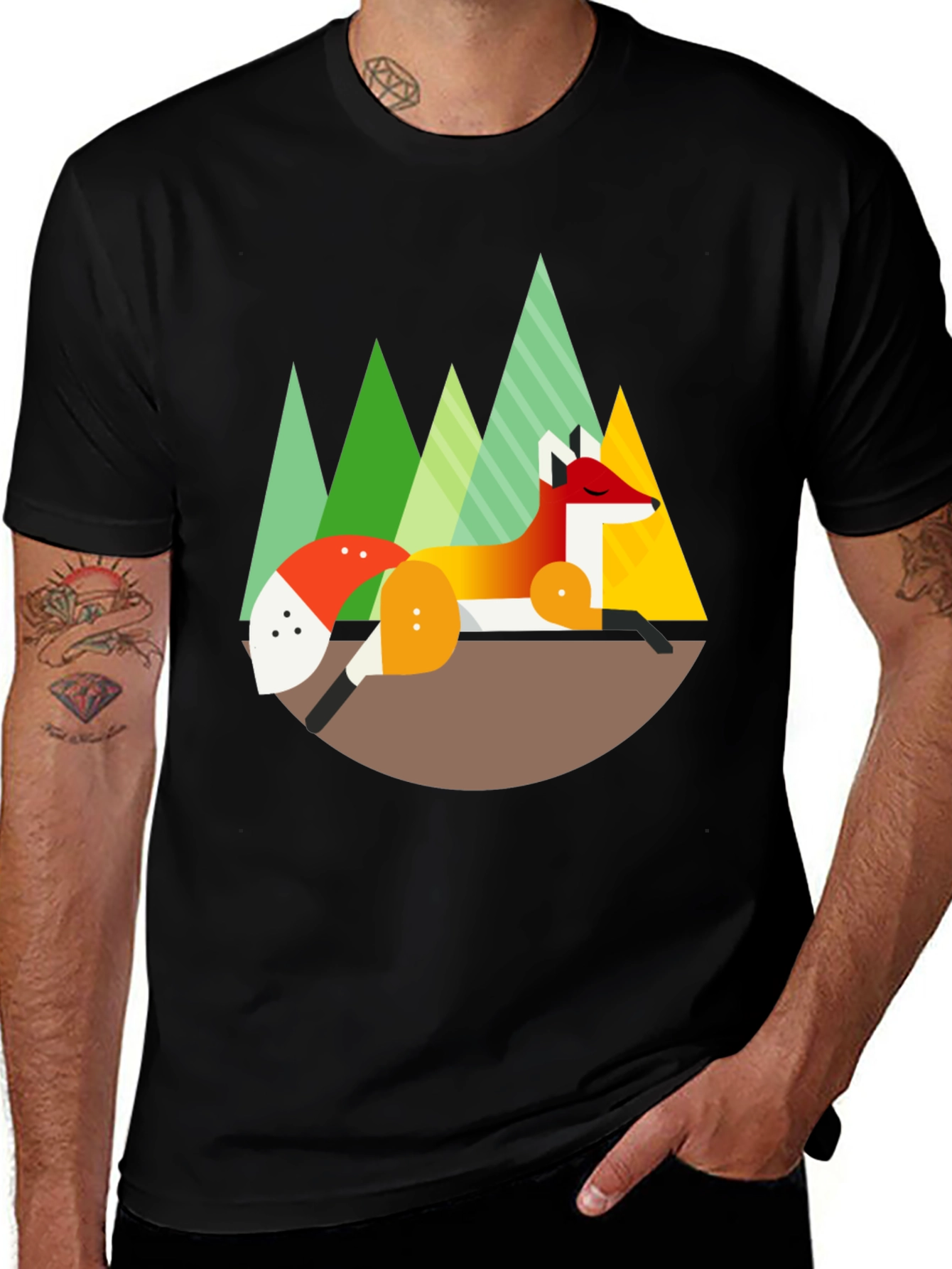 Variant 22 of Geometric Fox Graphic Tee - Nature Inspired Design