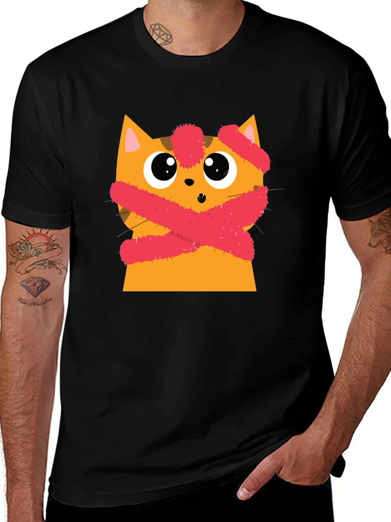 Variant 11 of Cute Cat with Crossed Bandages Graphic Tee