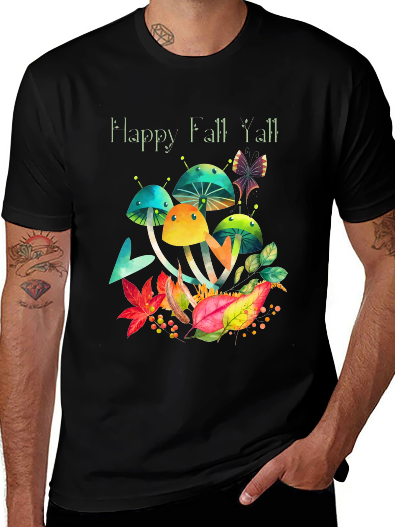 Variant 13 of Happy Fall Y'all Mushroom Graphic T-Shirt