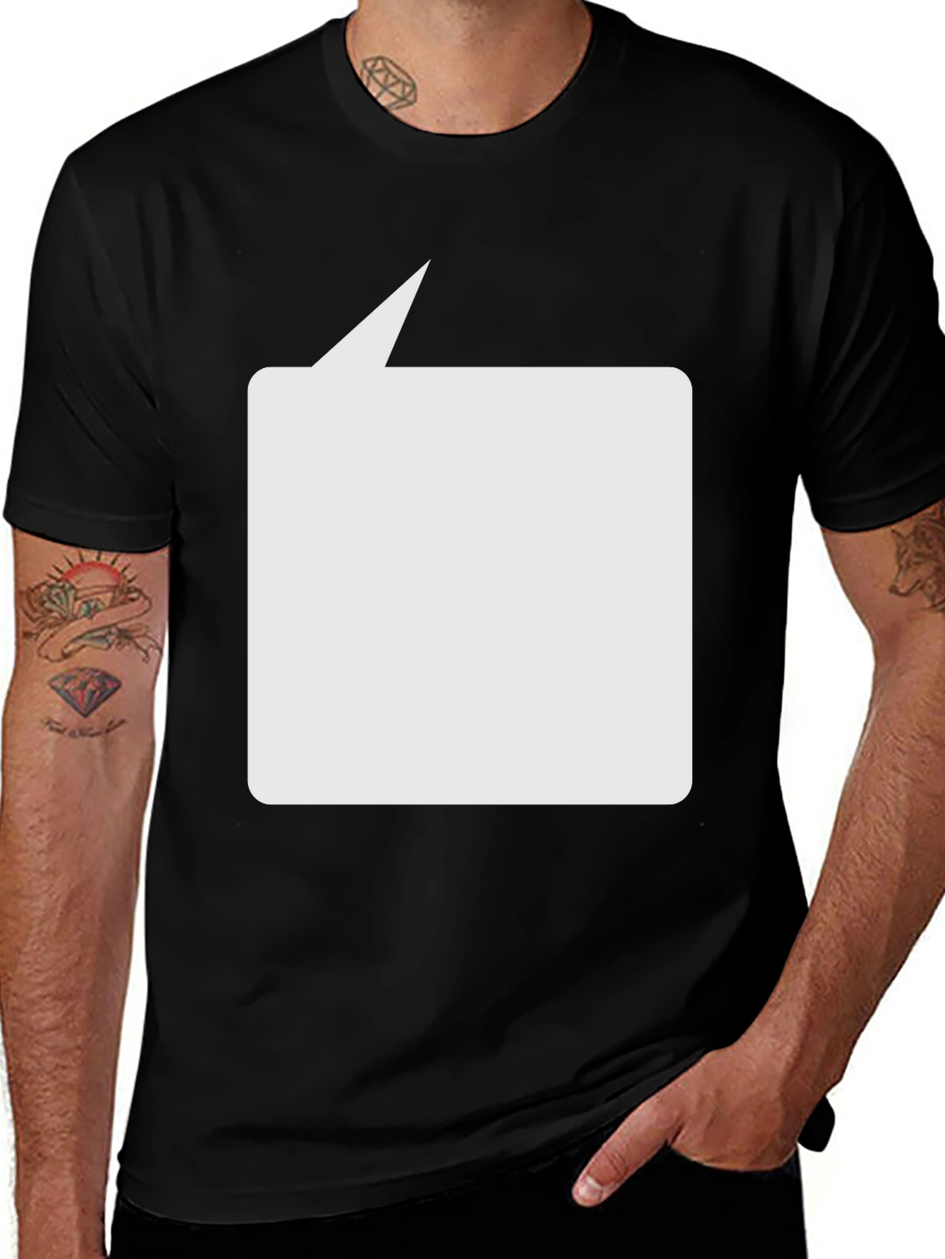 Variant 23 of Black T-Shirt with Blank Speech Bubble