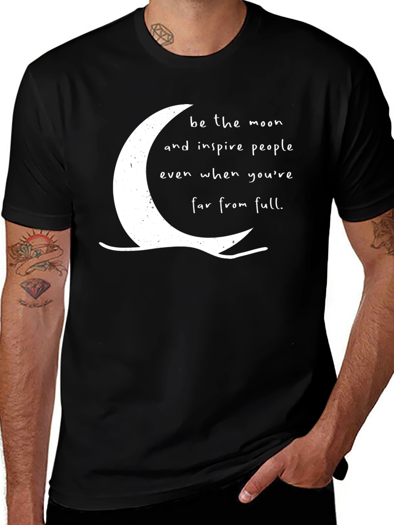 Variant 19 of Inspirational Moon Graphic Tee - 'Be the Moon' Black Shirt
