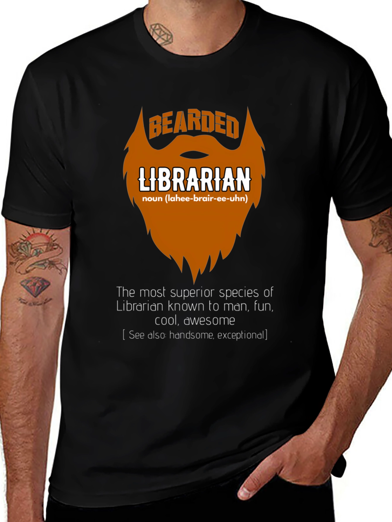 Variant 8 of Bearded Librarian Definition T-Shirt - Novelty Gift