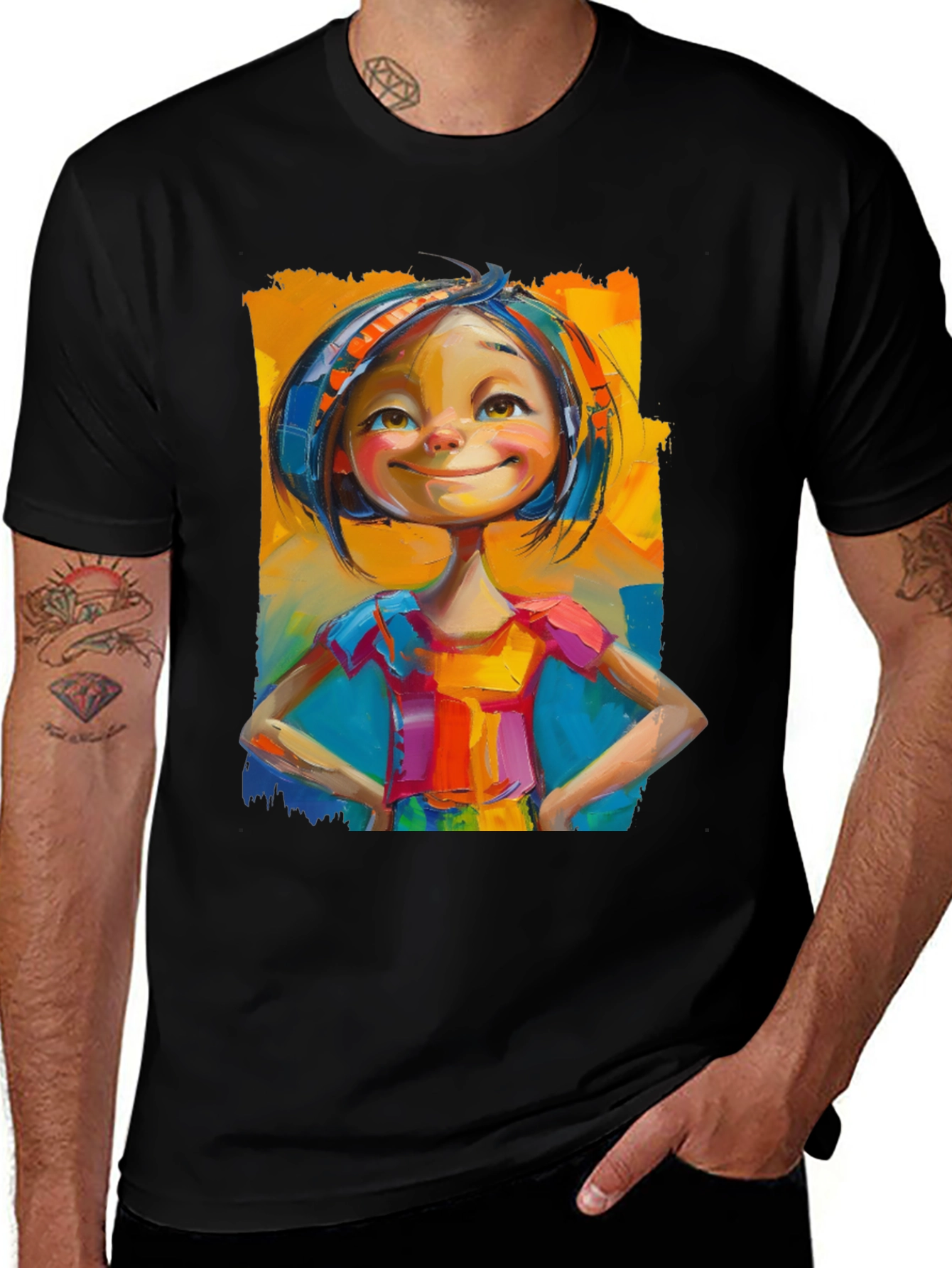 Variant 27 of Whimsical Girl Art Black T-Shirt