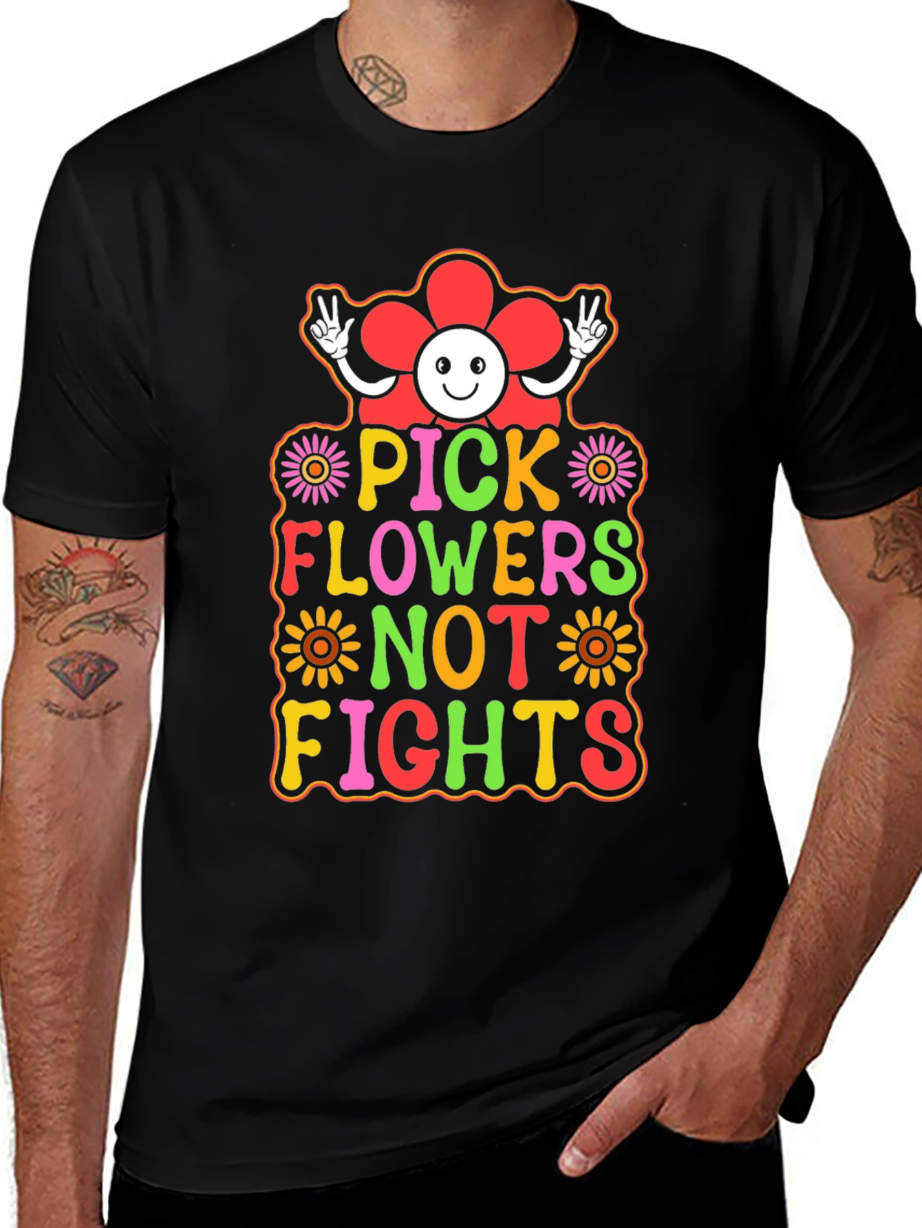 Pick Flowers Not Fights Graphic T-Shirt