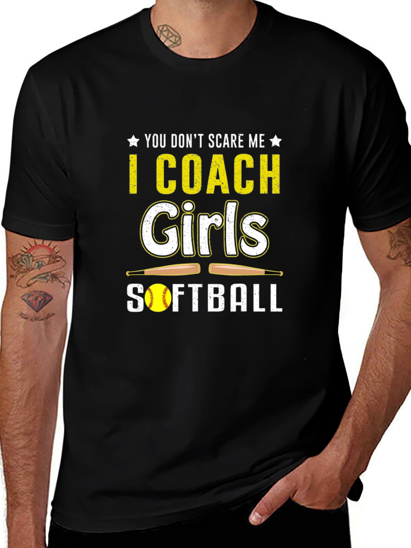 I Coach Girls Softball T-Shirt - Black