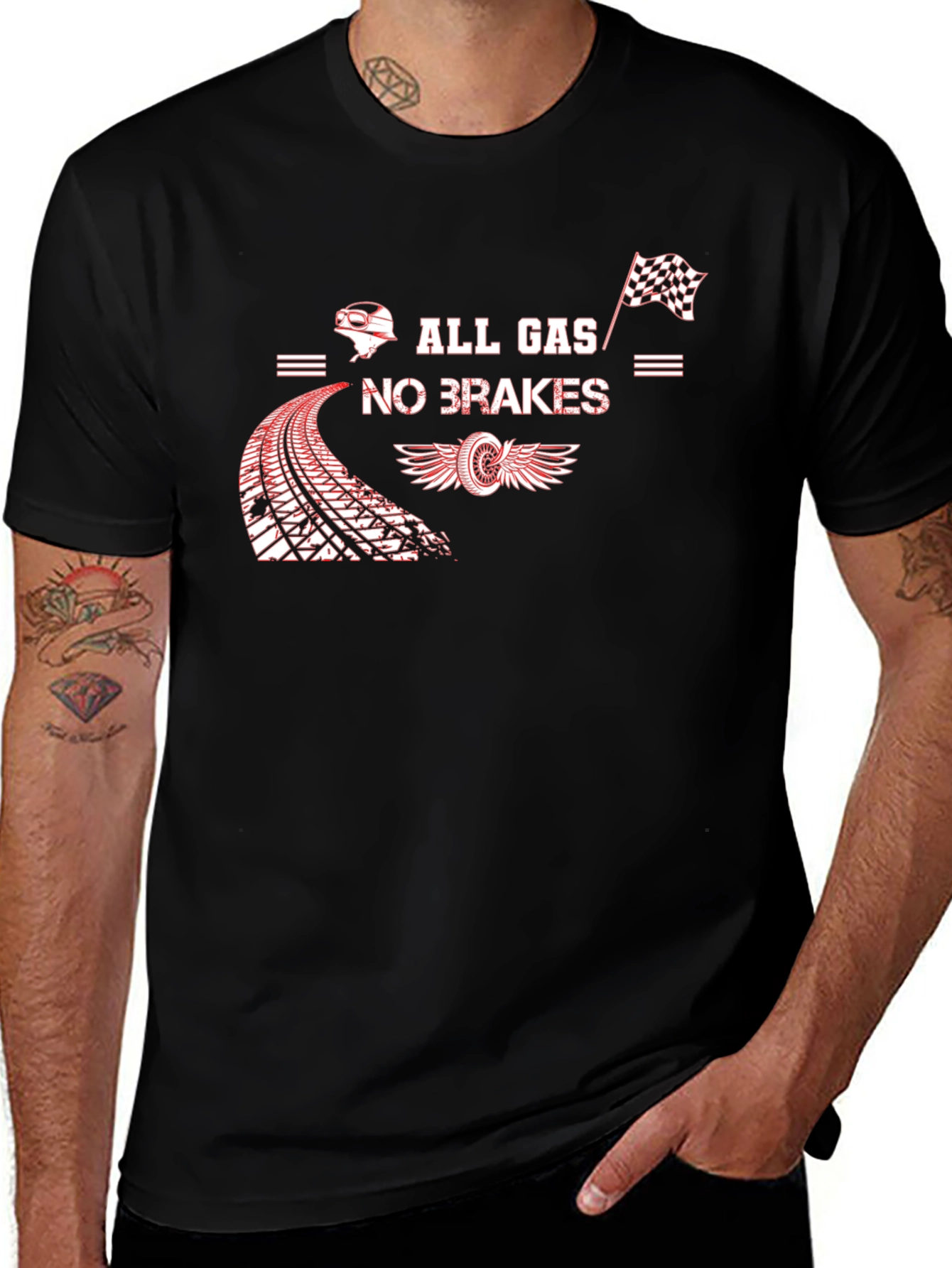 Variant 22 of All Gas No Brakes Black Graphic Tee