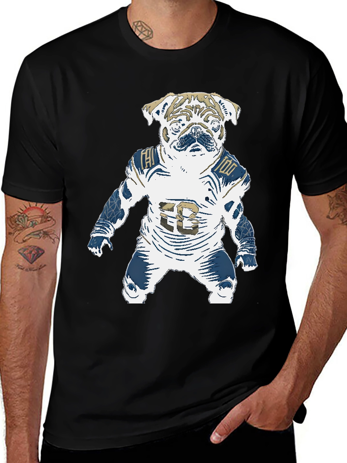 Variant 20 of Football Pug T-Shirt - Unique Dog Lover Design