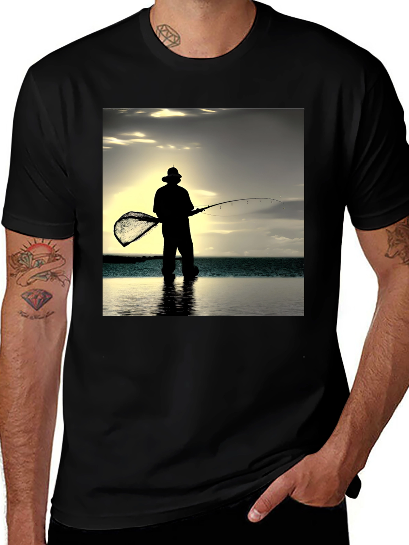 Variant 2 of Fisherman Silhouette Graphic Tee