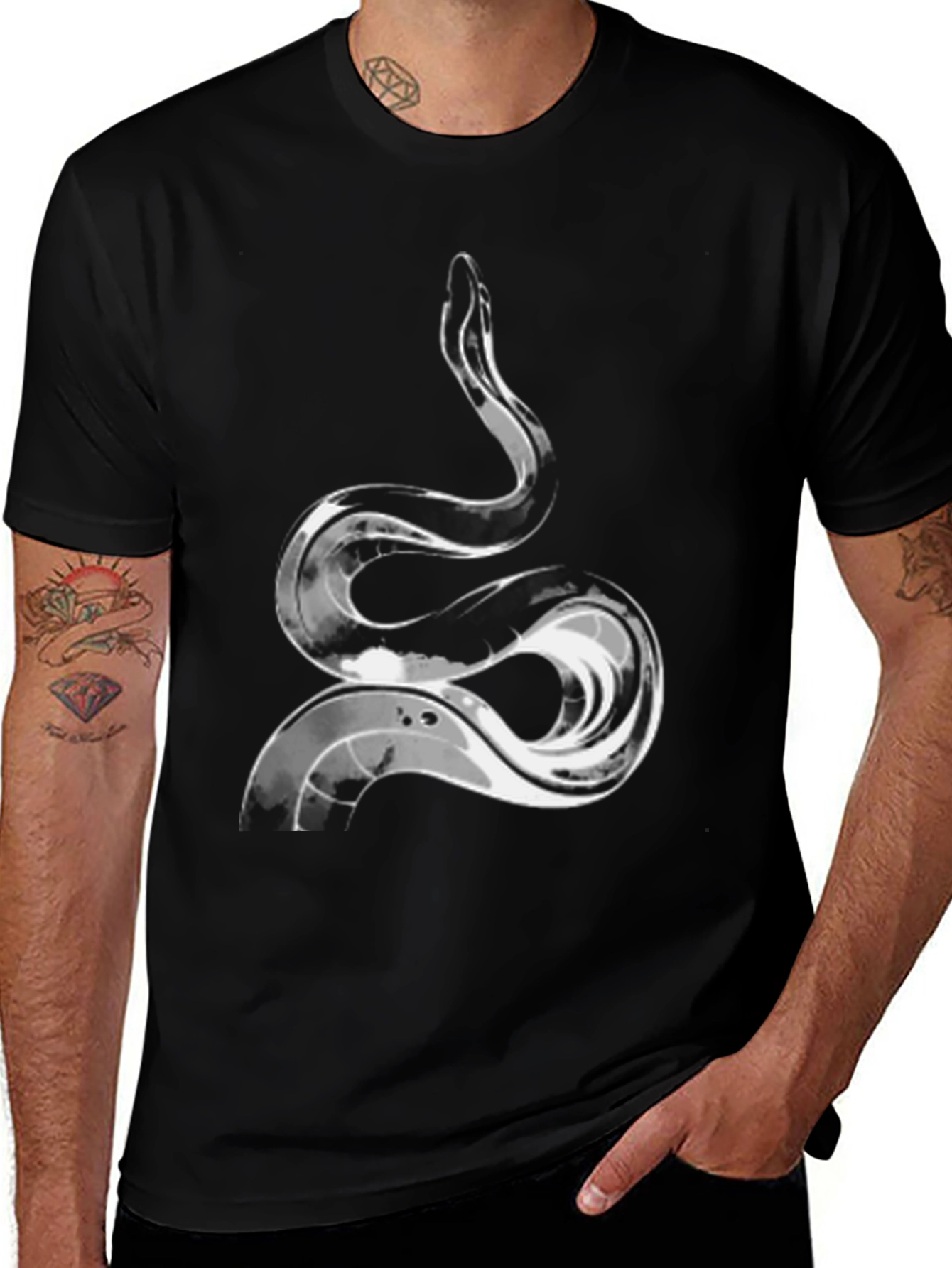 Variant 8 of Snake Graphic Black T-Shirt