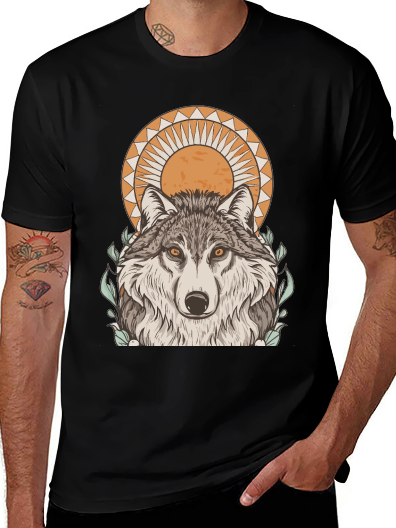 Variant 14 of Wolf Graphic Tee - Men's Black T-Shirt