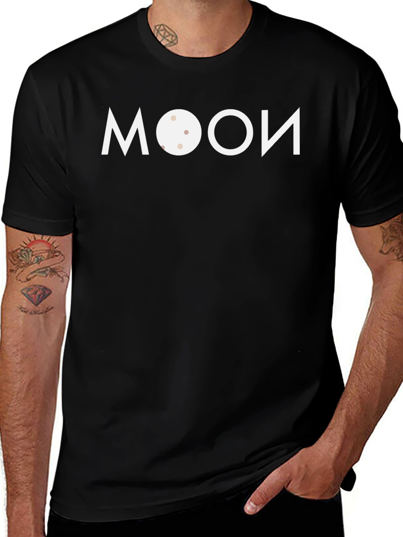 Variant 20 of Moon Graphic Tee - Black Cotton Comfort