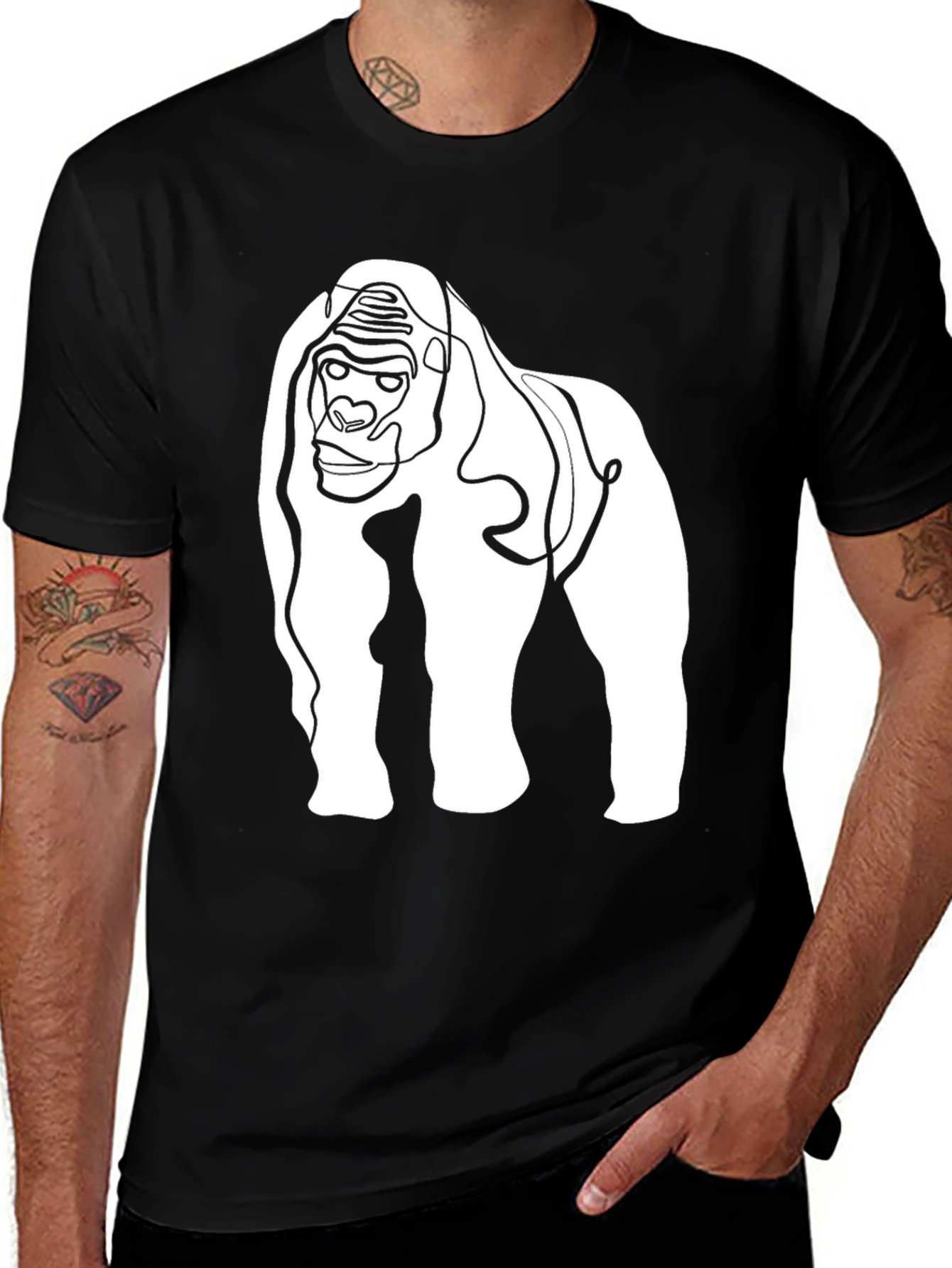 Variant 27 of Gorilla Line Art Graphic Tee - Modern Style
