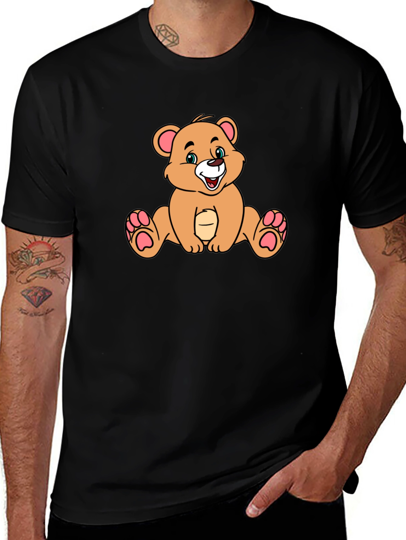 Variant 5 of Cartoon Bear Black T-Shirt - Stylish & Comfy