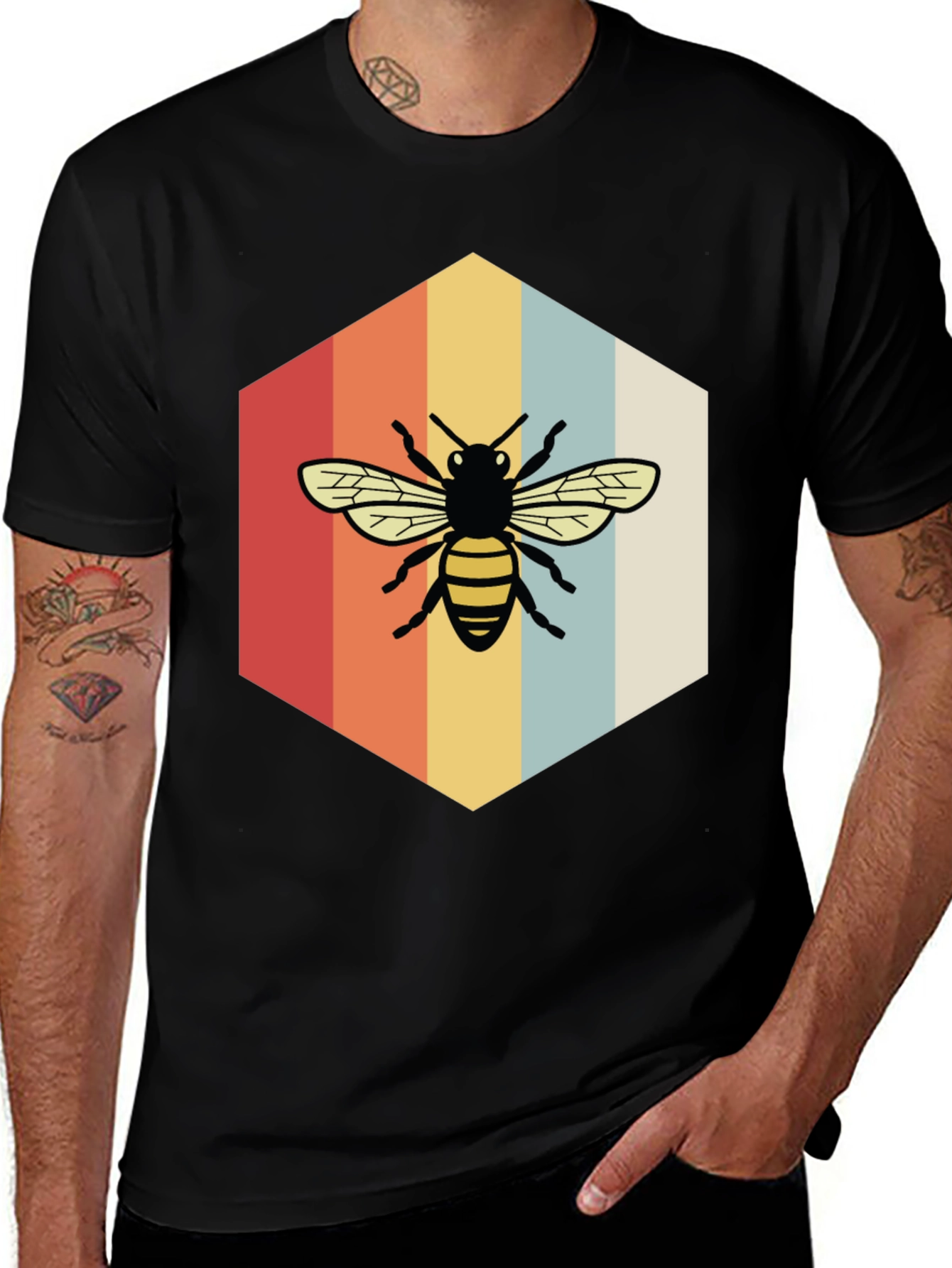 Variant 5 of Retro Bee Graphic Tee - Stylish Insect Design
