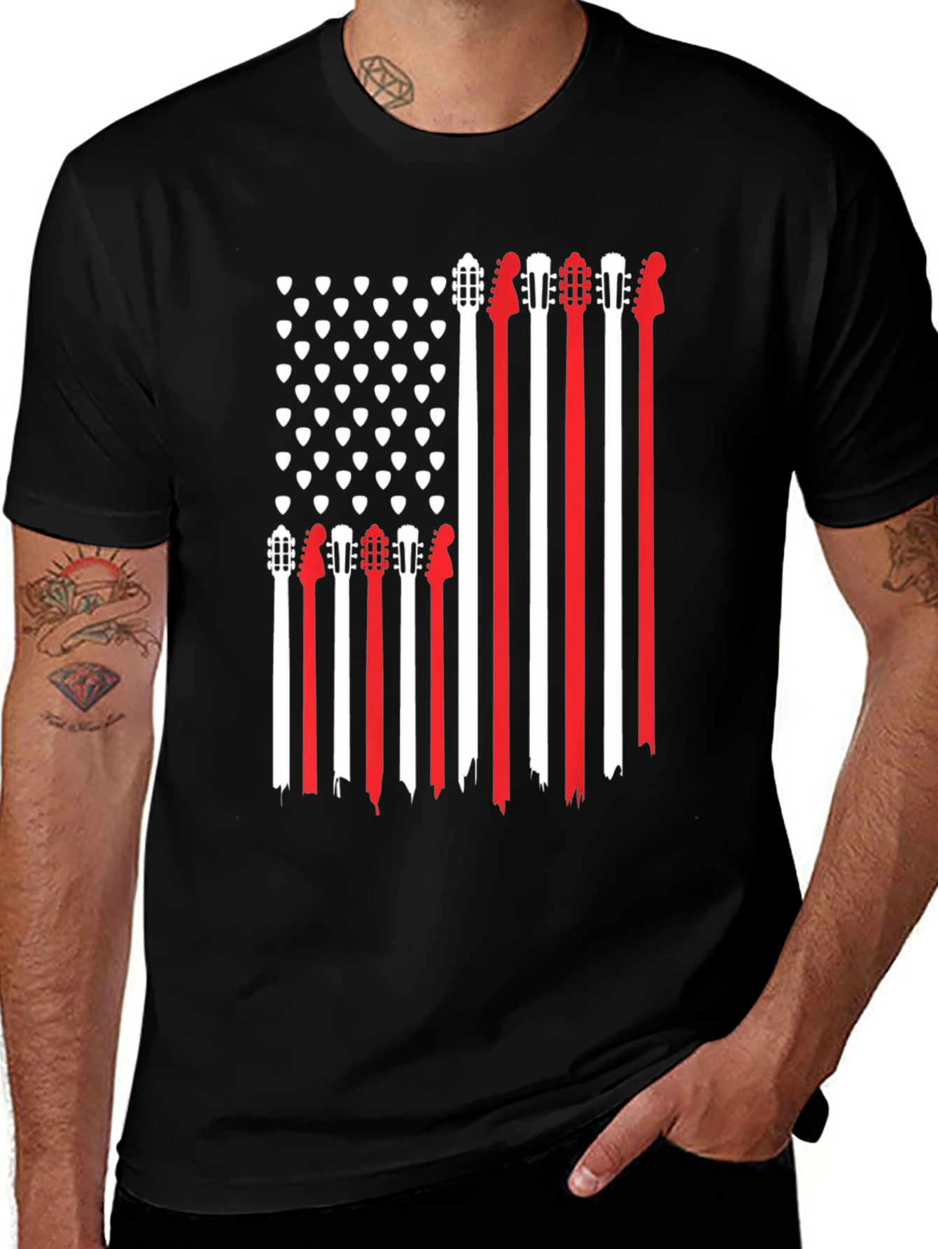 Variant 14 of Guitar Flag Graphic Tee - Patriotic Music Lover's Shirt
