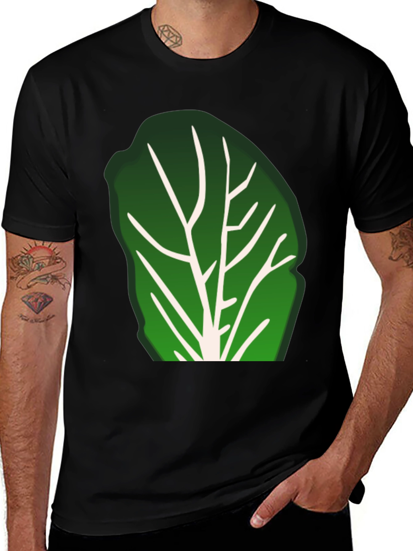 Variant 14 of Lettuce Leaf Graphic Black T-Shirt