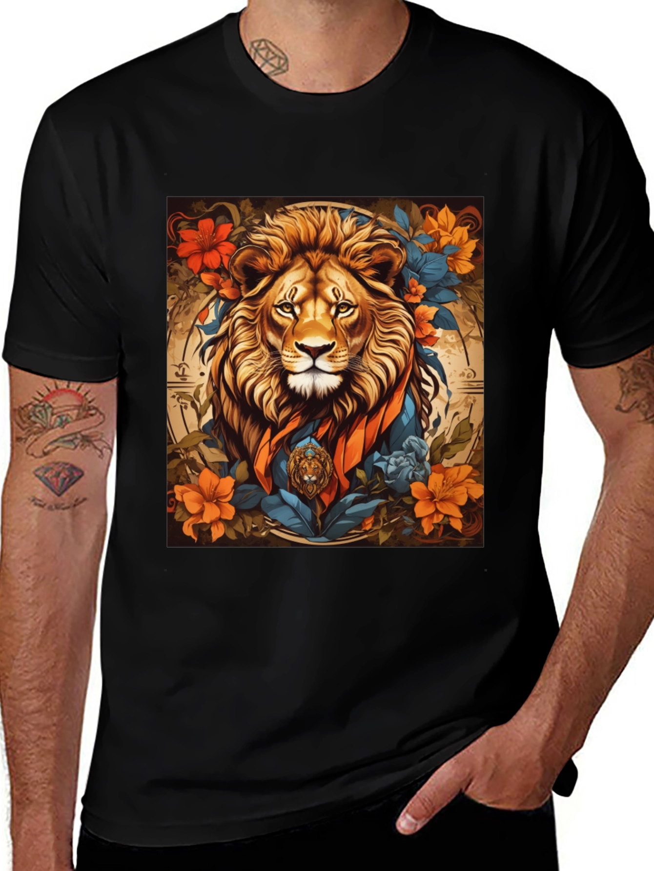 Variant 18 of Lion Floral Graphic Tee