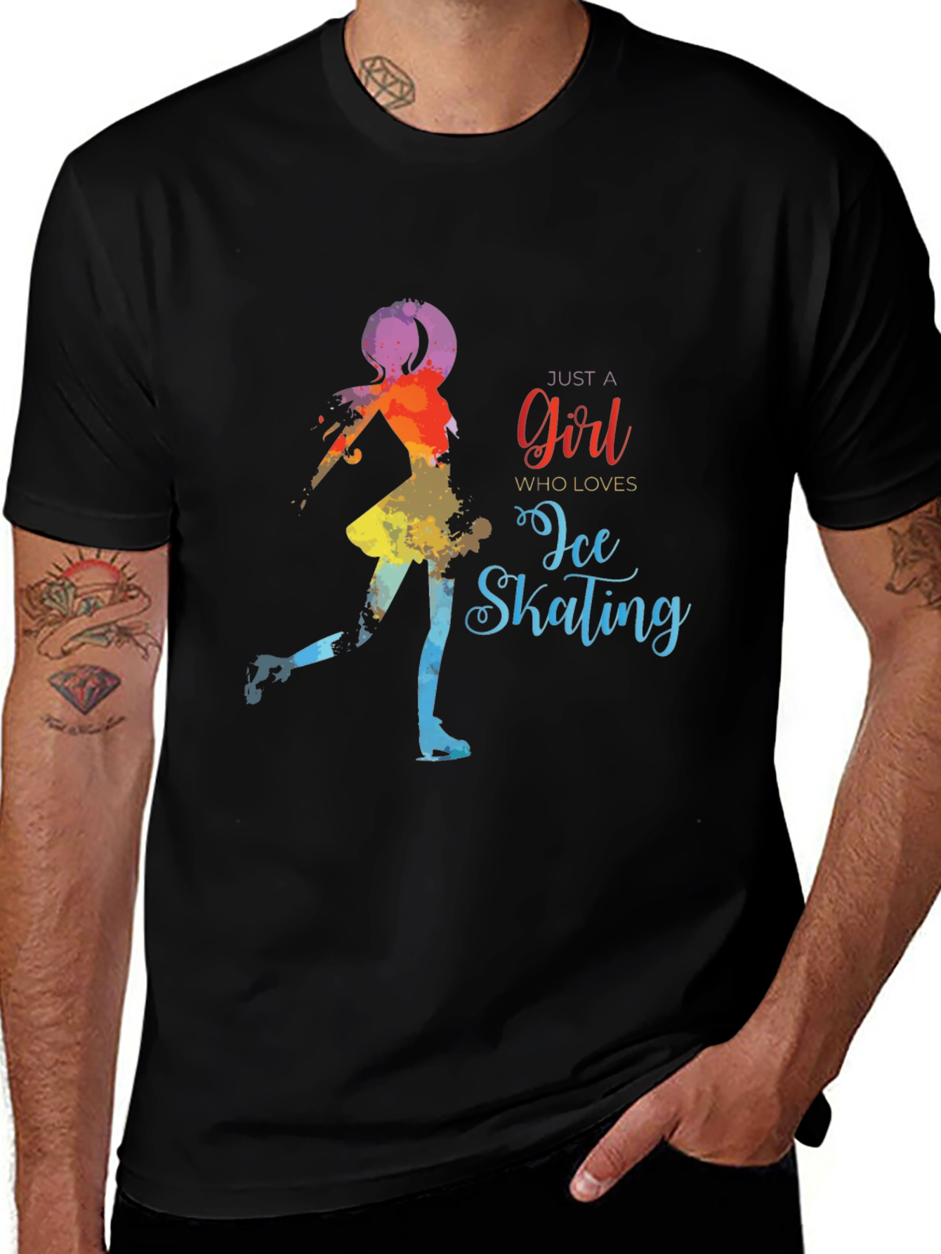 Variant 15 of Ice Skating Girl Black T-Shirt
