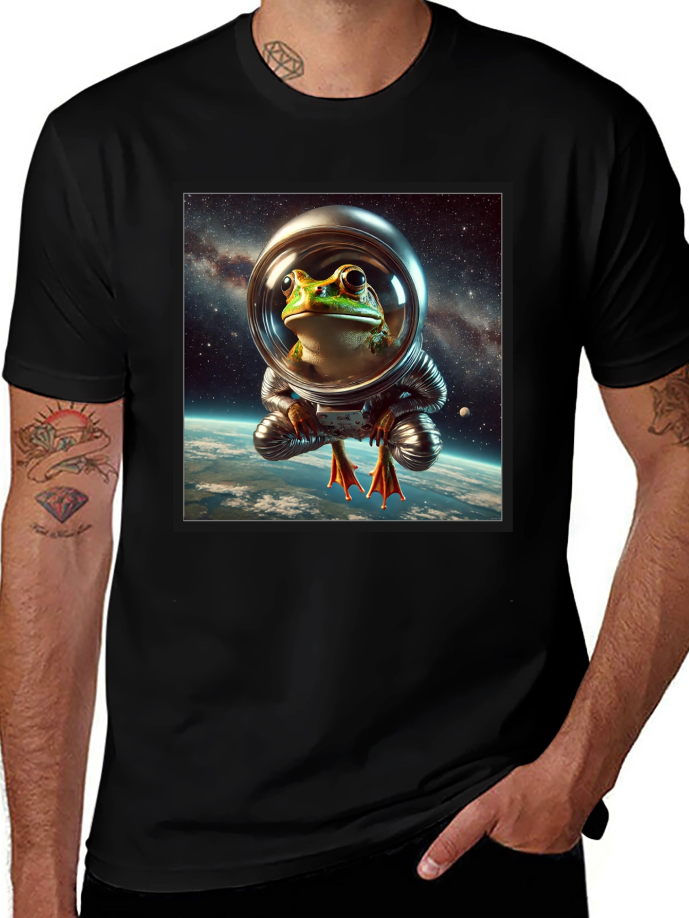Variant 23 of Frog Astronaut Graphic Tee - Space Adventure