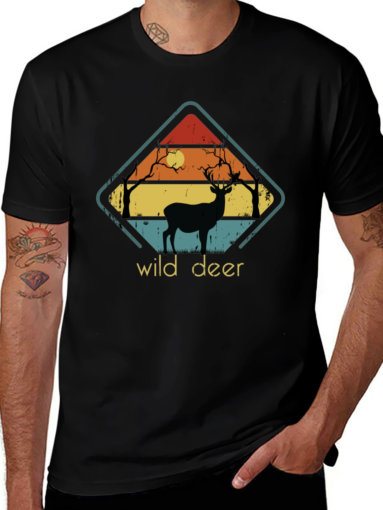 Variant 29 of Wild Deer Graphic Tee - Retro Style