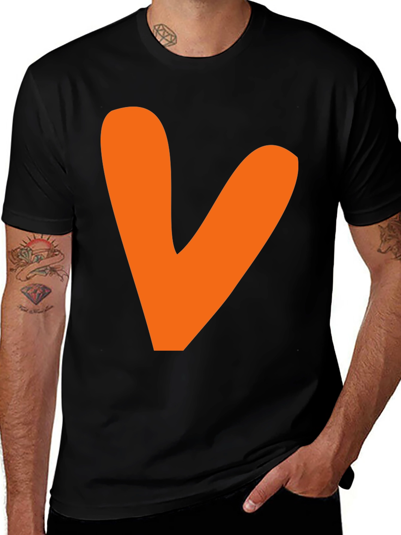 Variant 3 of Orange Letter V Graphic Black T-Shirt