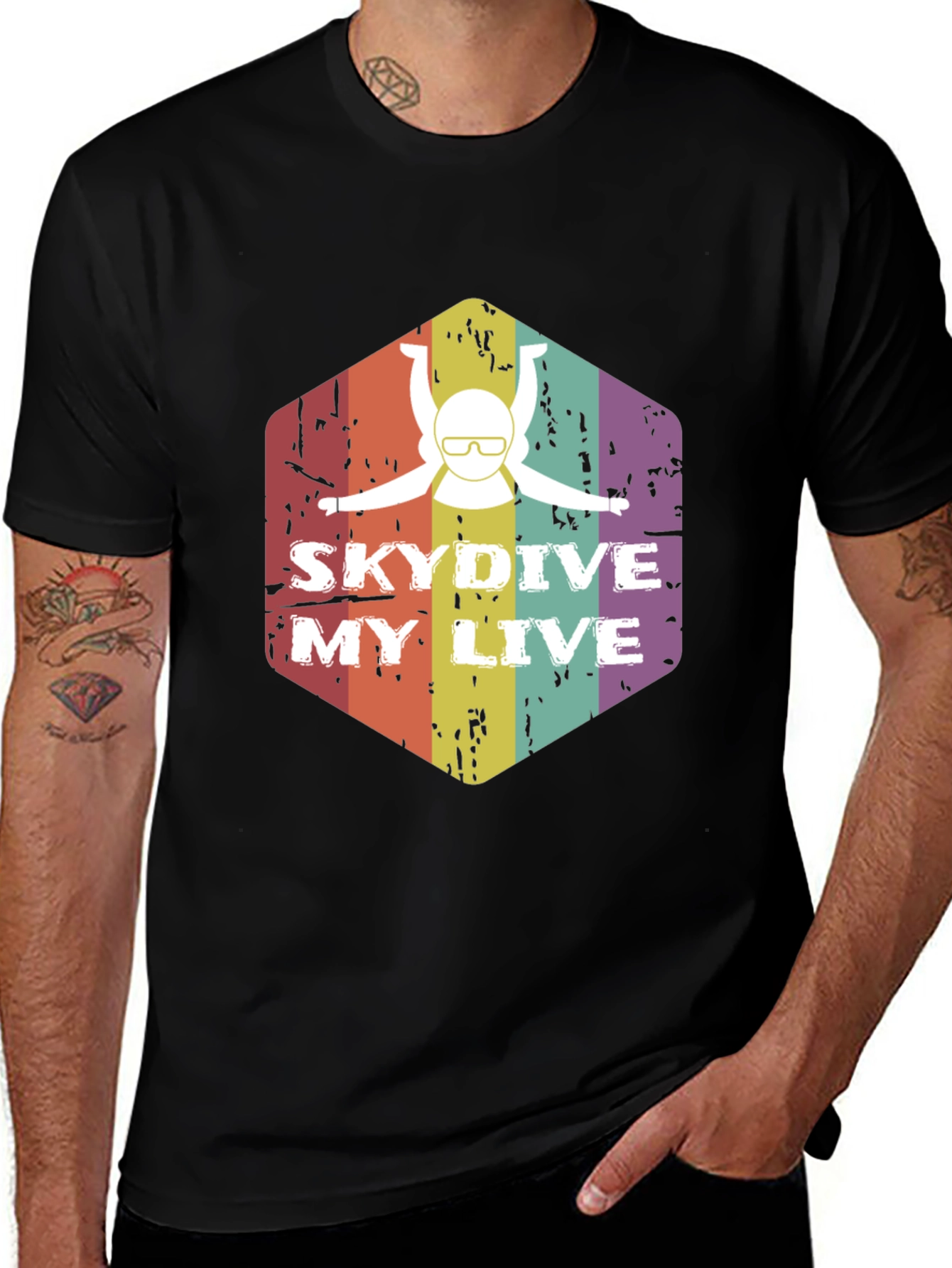 Variant 15 of Skydive My Live Graphic Tee - Black Cotton Shirt