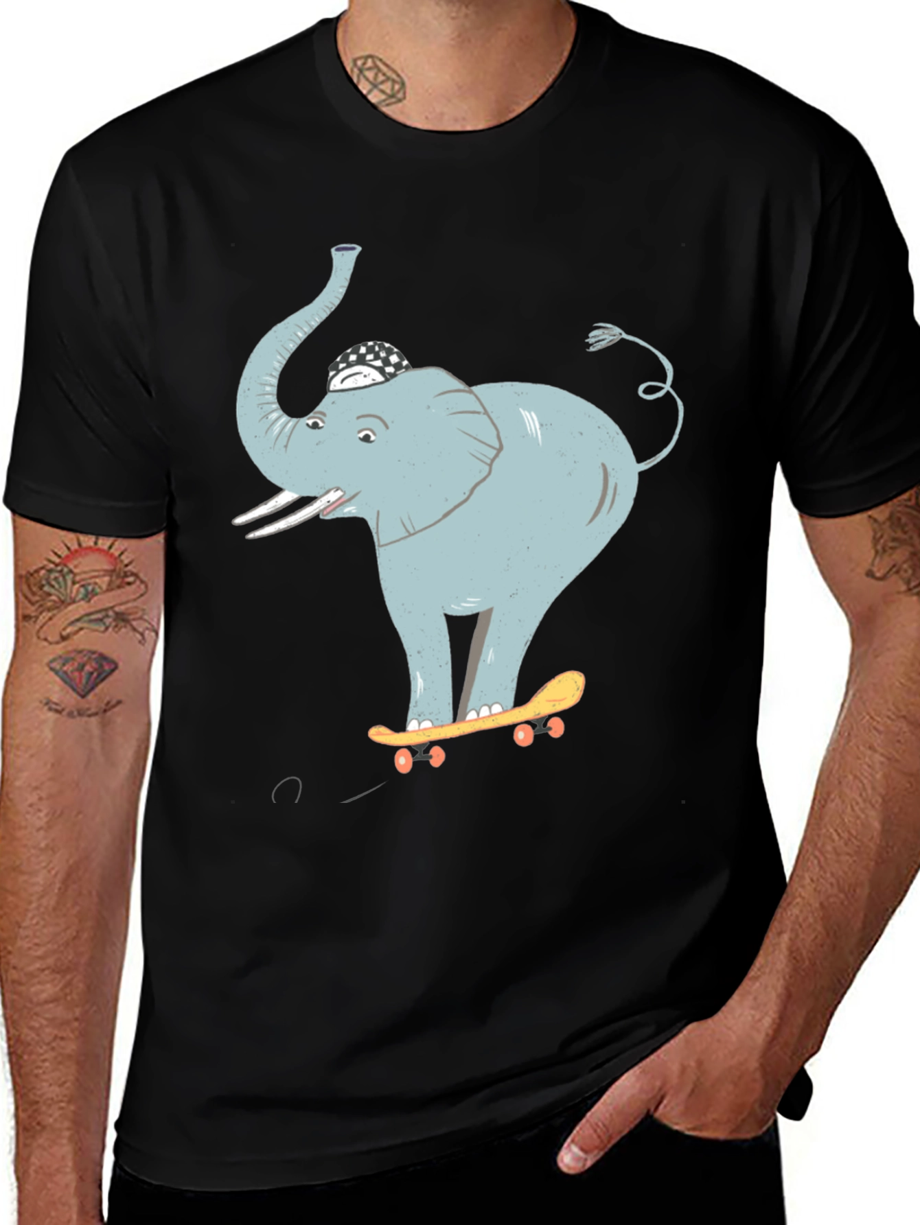 Variant 11 of Elephant Skateboarder Graphic Tee