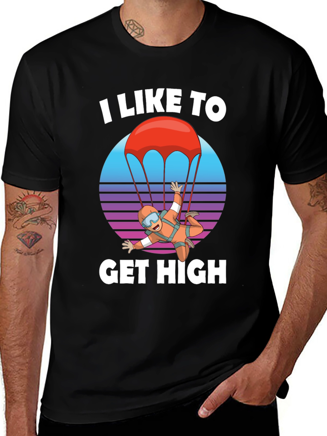 I Like to Get High T-Shirt Skydiving Parachute