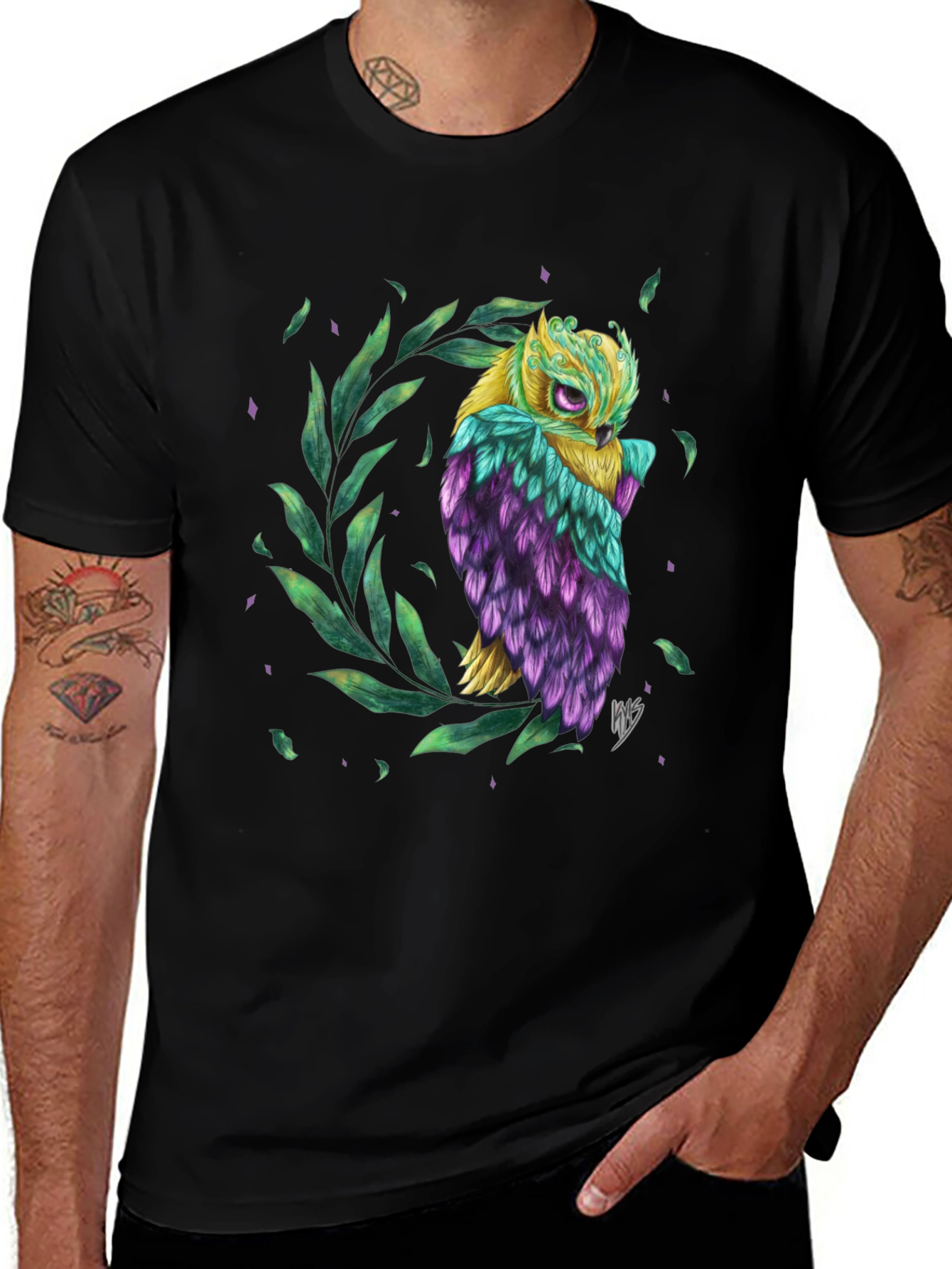 Variant 30 of Mystic Owl Graphic Tee - Unique Bird Design