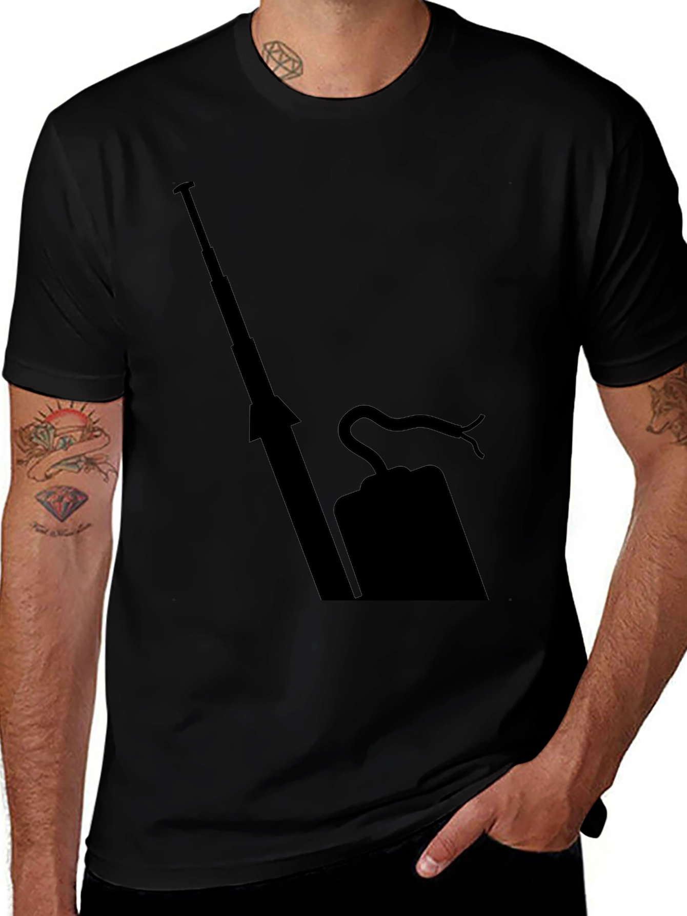 Variant 19 of Men's Black T-Shirt with Abstract Print
