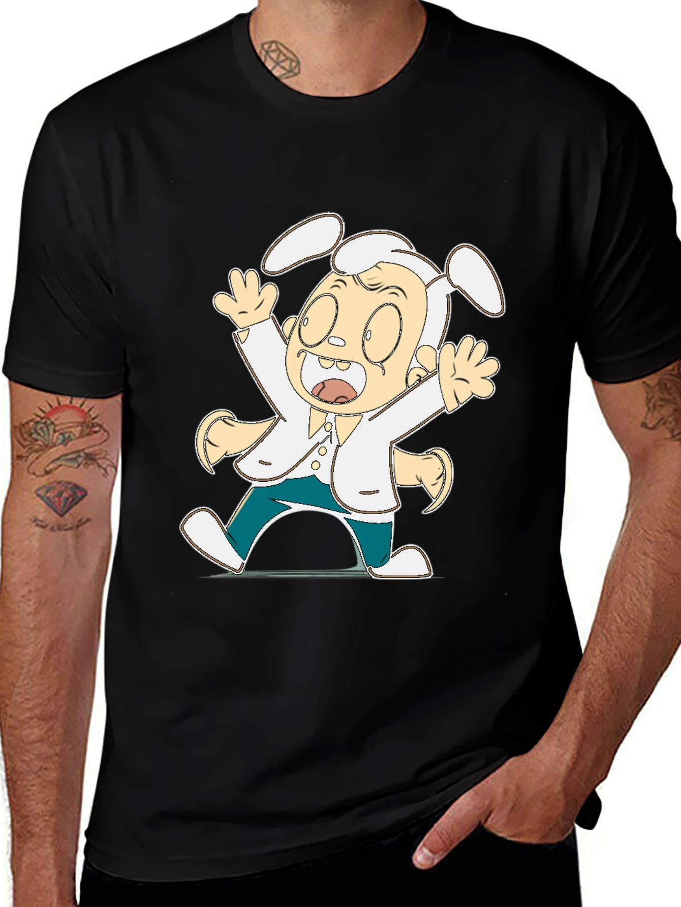 Variant 7 of Cartoon Character Black T-Shirt