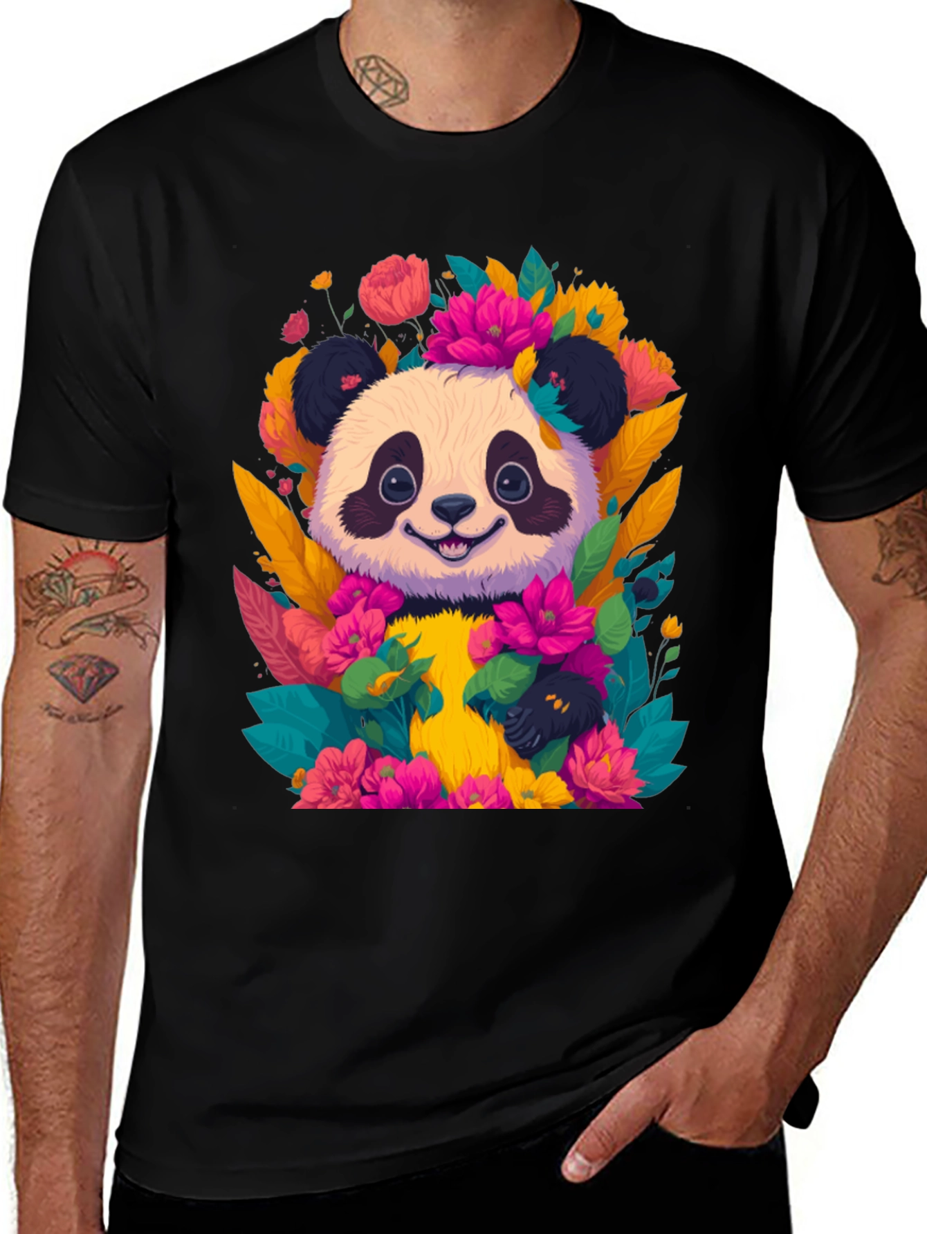 Variant 20 of Panda Floral Graphic Tee - Cute Animal T-Shirt