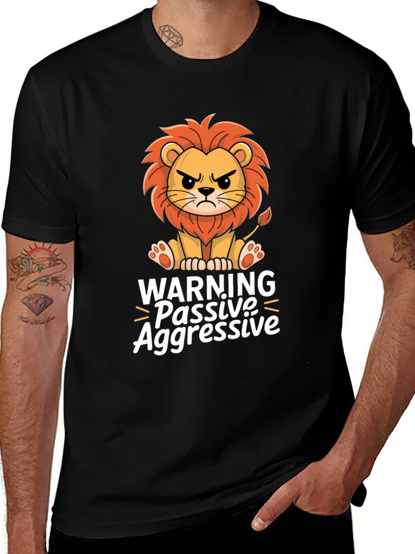Warning Passive Aggressive Lion Graphic T-Shirt