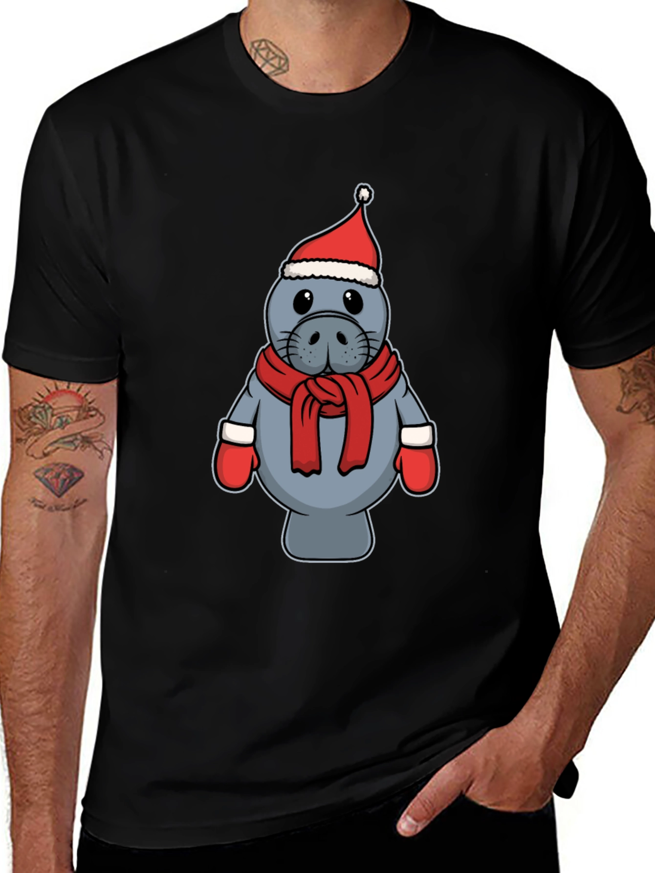 Variant 20 of Festive Manatee T-Shirt - Holiday Cheer!