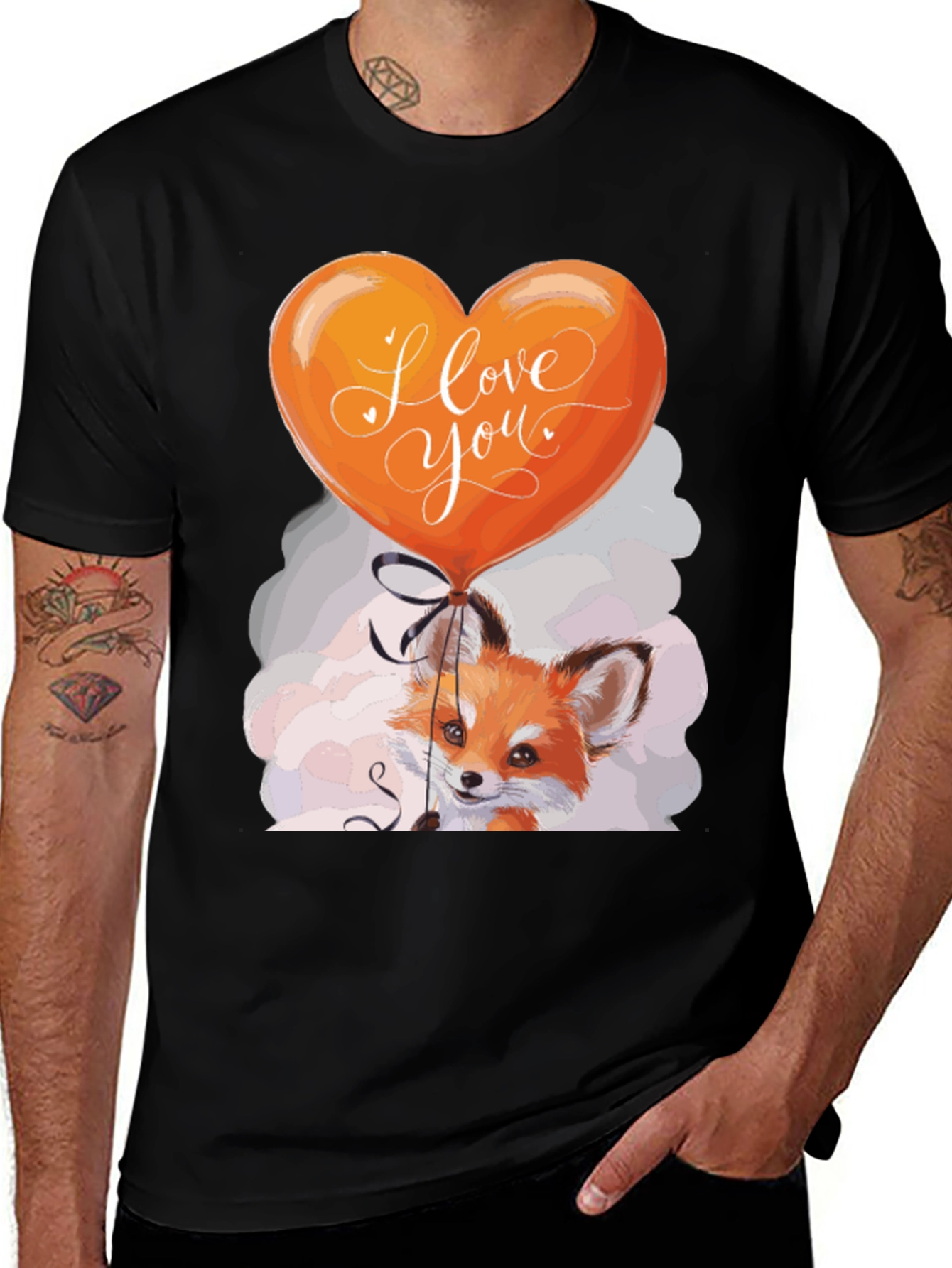 Variant 29 of Fox & Heart Balloon Graphic Tee - I Love You T-Shirt
