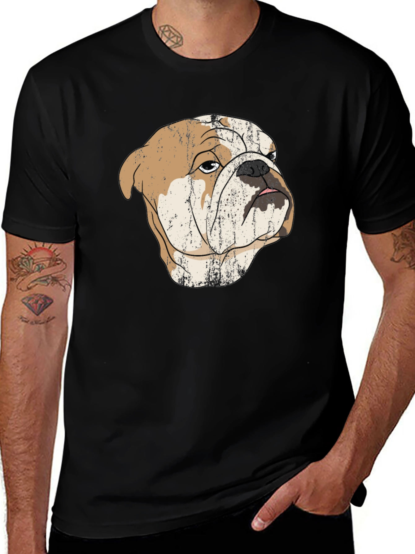 Variant 7 of Bulldog Graphic Print Black T-Shirt