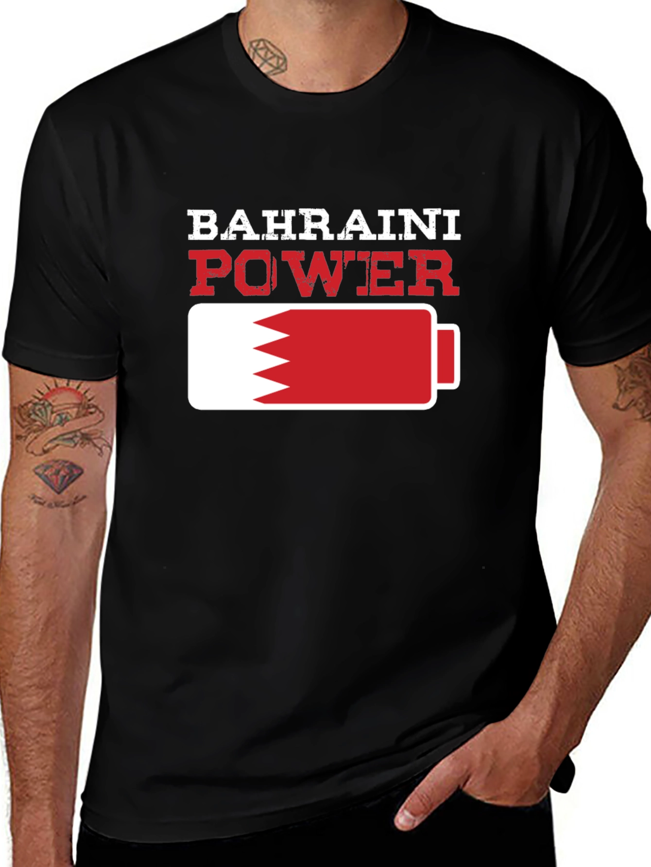 Bahraini Power T-Shirt - Black Crew Neck Tee