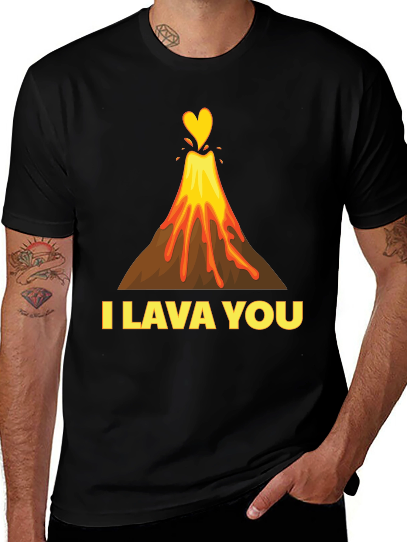 Variant 20 of I Lava You Graphic Tee - Volcano Heart Love