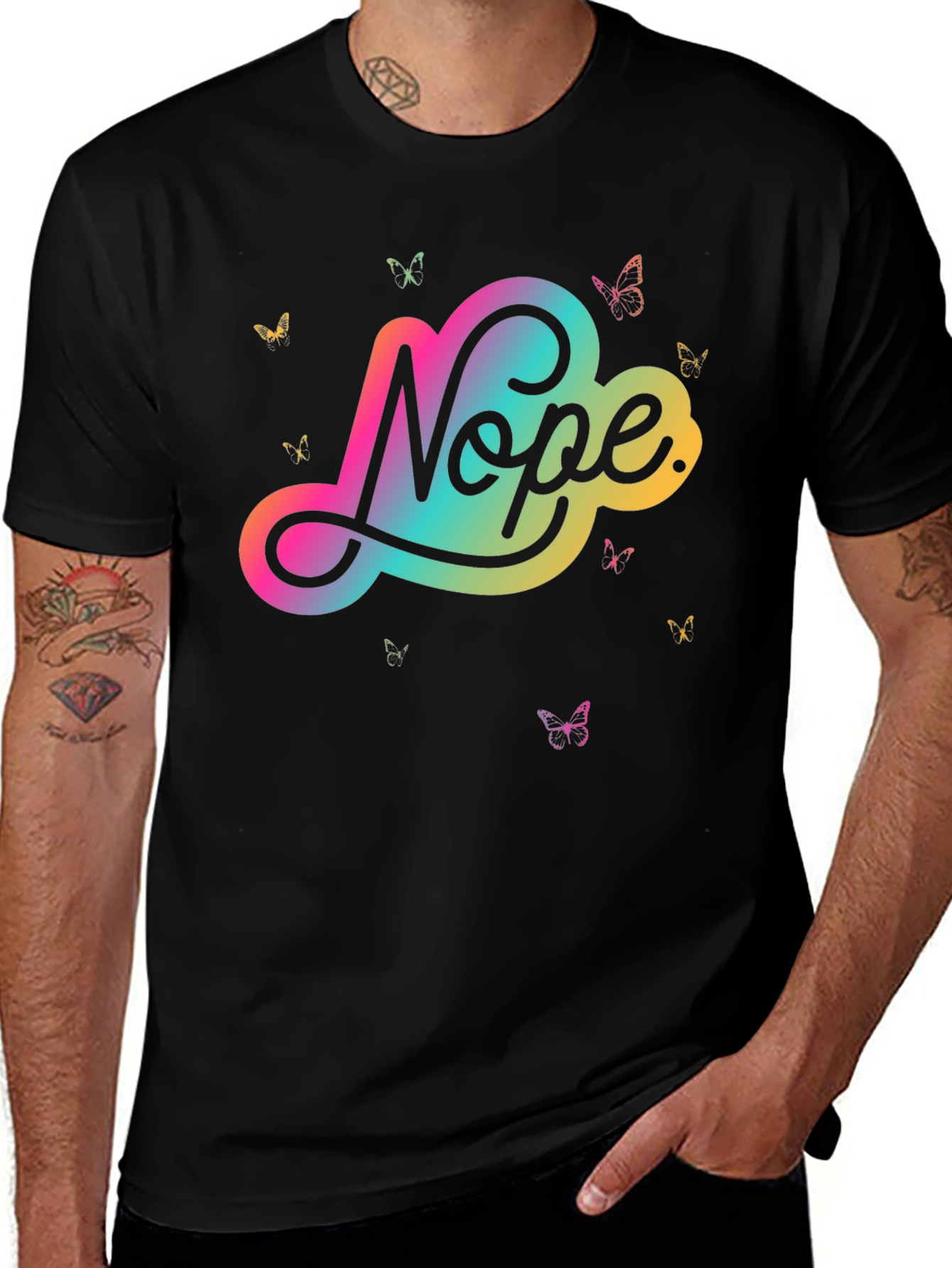 Variant 6 of Nope Butterfly Graphic Tee - Modern Casual Style