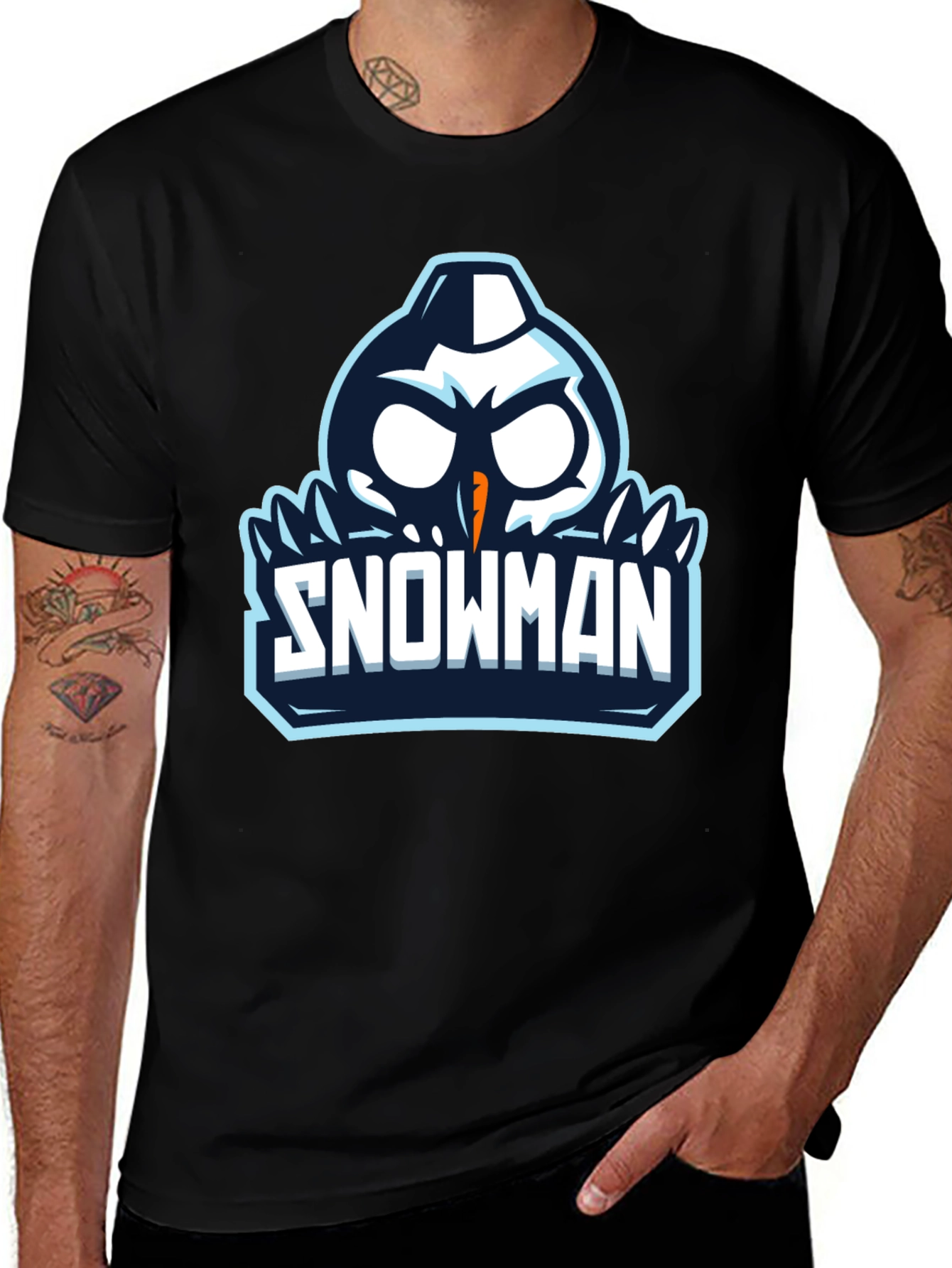 Variant 17 of Snowman Graphic Print Black T-Shirt