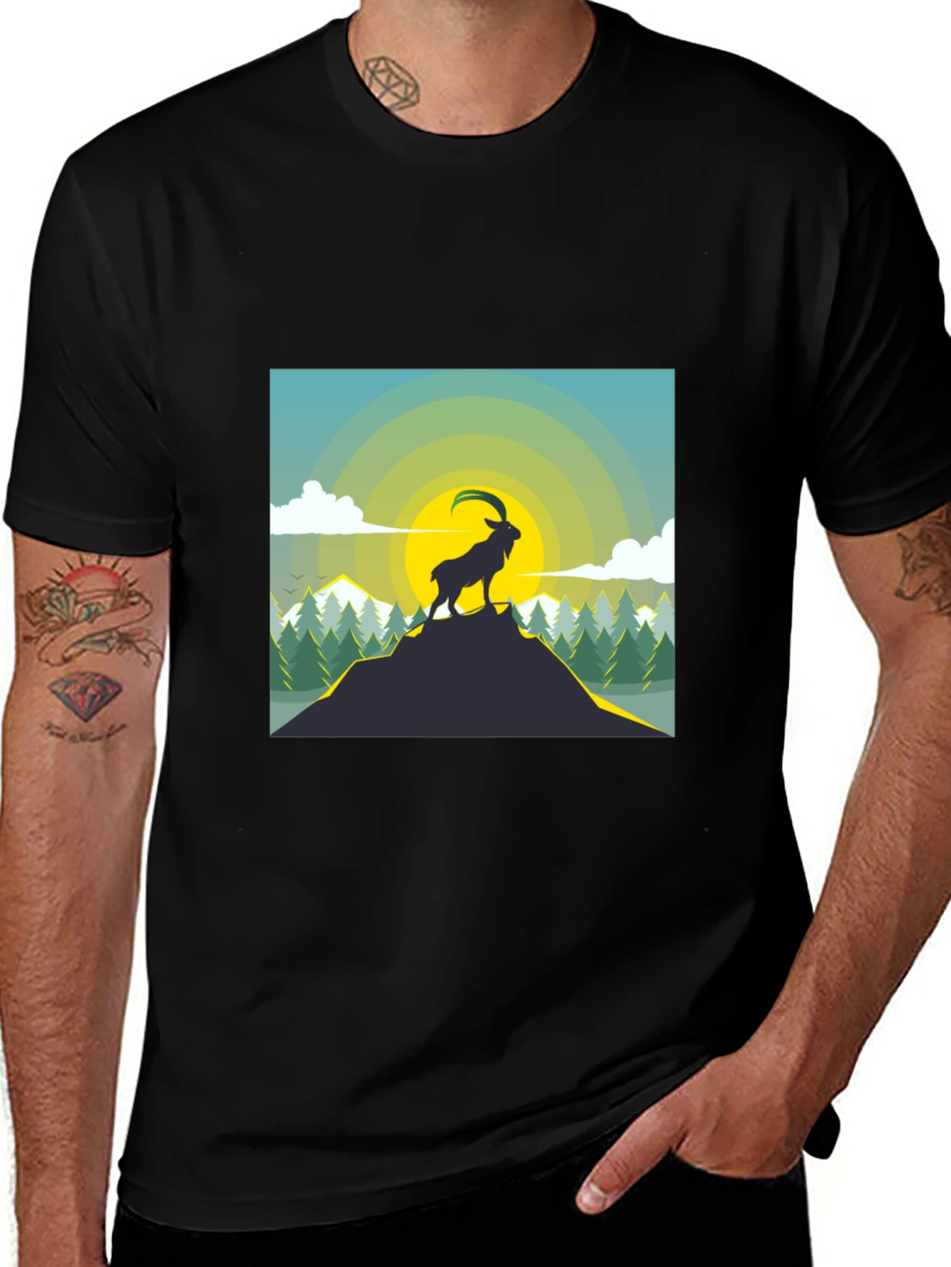 Variant 27 of Mountain Goat Graphic T-Shirt - Black