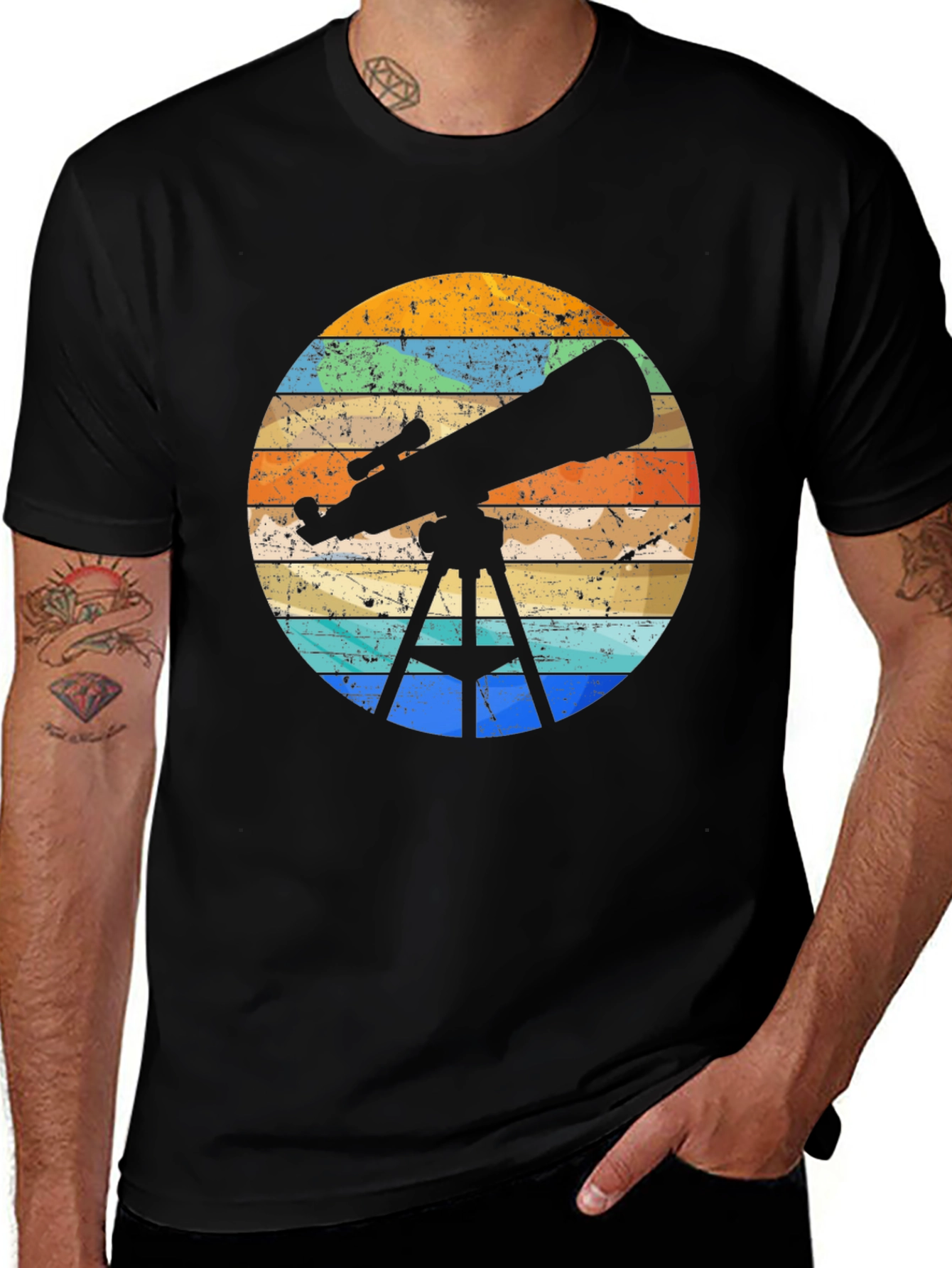 Variant 7 of Telescope Silhouette Graphic T-Shirt - Astronomy Lover